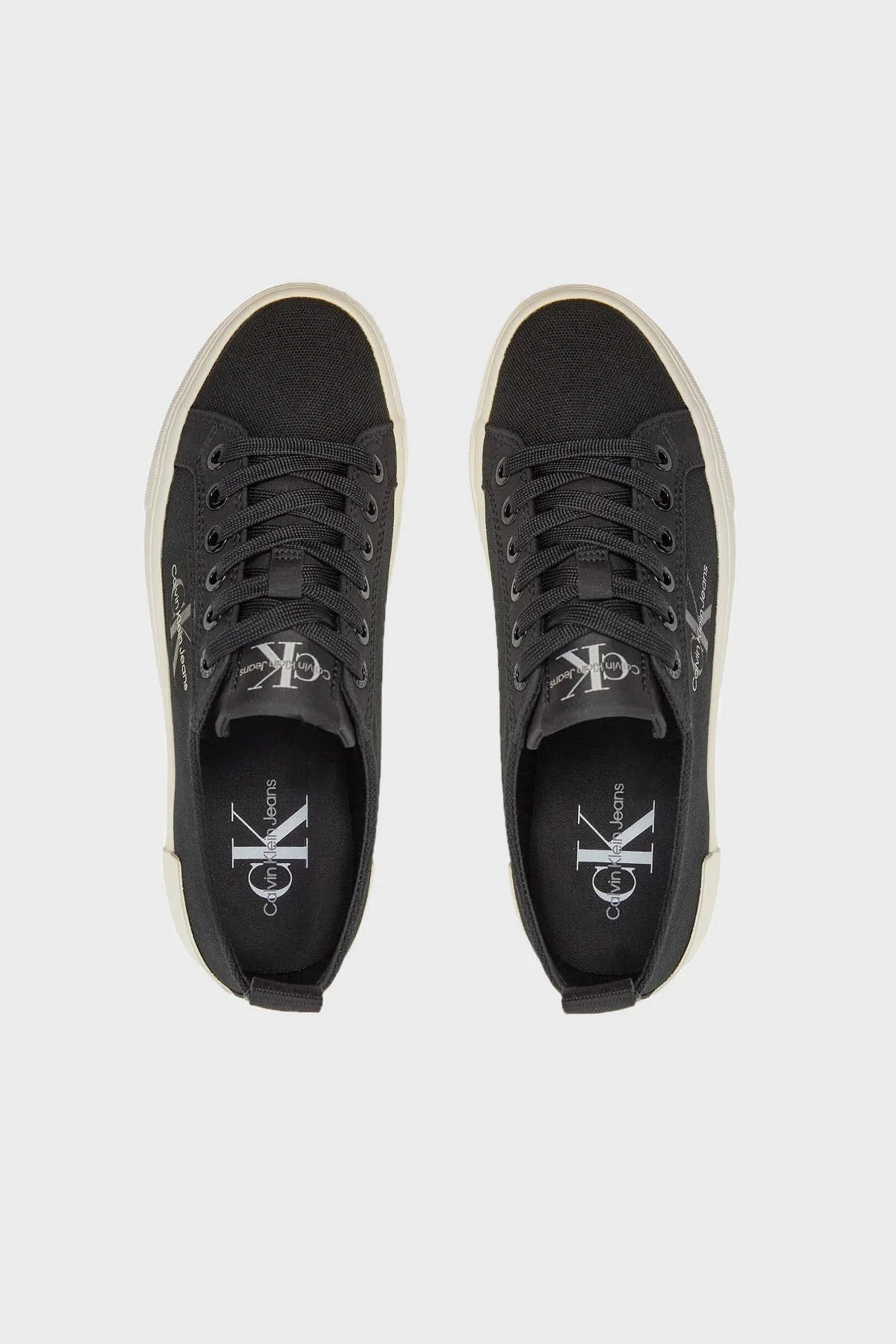 Calvin Klein Logolu Kalın Tabanlı Sneaker YW0YW014650GP Bayan Ayakkabı YW0YW01465 0GP SİYAH-KREM - 5