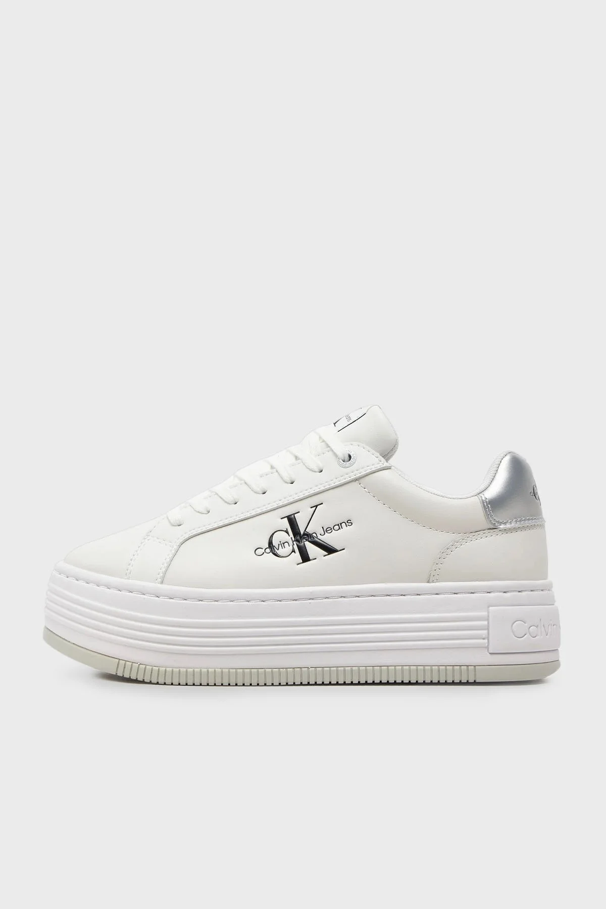 Calvin Klein Logolu Kalın Tabanlı Sneaker YW0YW015160K9 Bayan Ayakkabı YW0YW01516 0K9 BEYAZ-GÜMÜŞ - 8