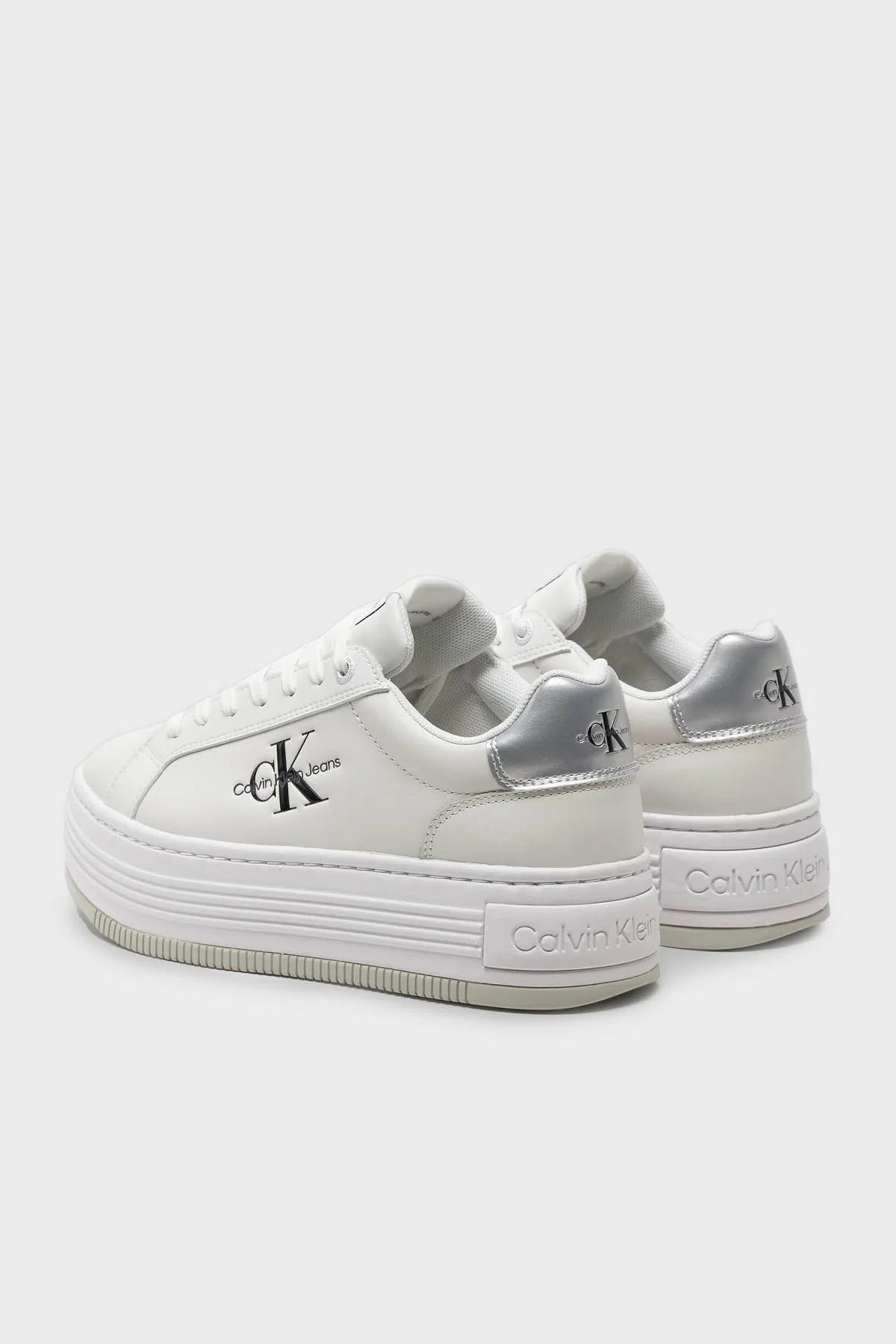 Calvin Klein Logolu Kalın Tabanlı Sneaker YW0YW015160K9 Bayan Ayakkabı YW0YW01516 0K9 BEYAZ-GÜMÜŞ - 9