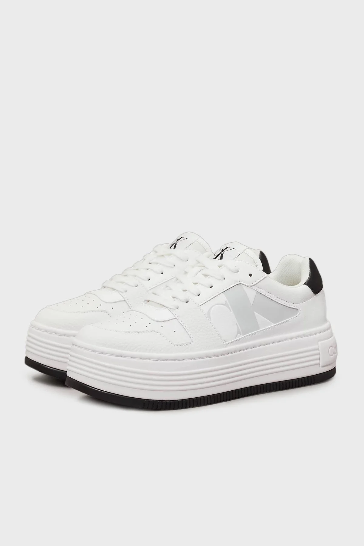 Calvin Klein Logolu Kalın Tabanlı Sneaker YW0YW0164101W Bayan Ayakkabı YW0YW01641 01W BEYAZ-SİYAH - 10