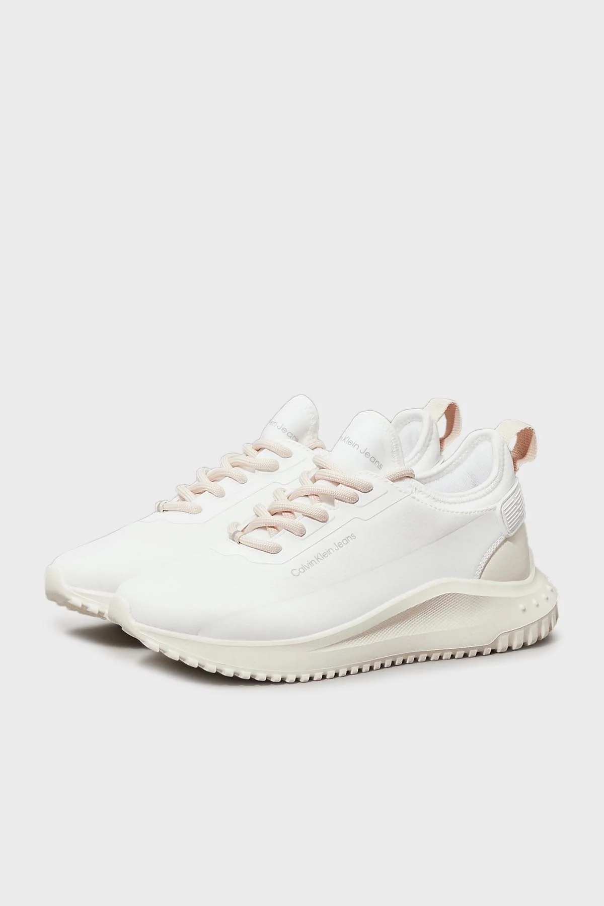 Calvin Klein Logolu Kalın Tabanlı Sneaker YW0YW016650LE Bayan Ayakkabı YW0YW01665 0LE BEYAZ-PUDRA - 10