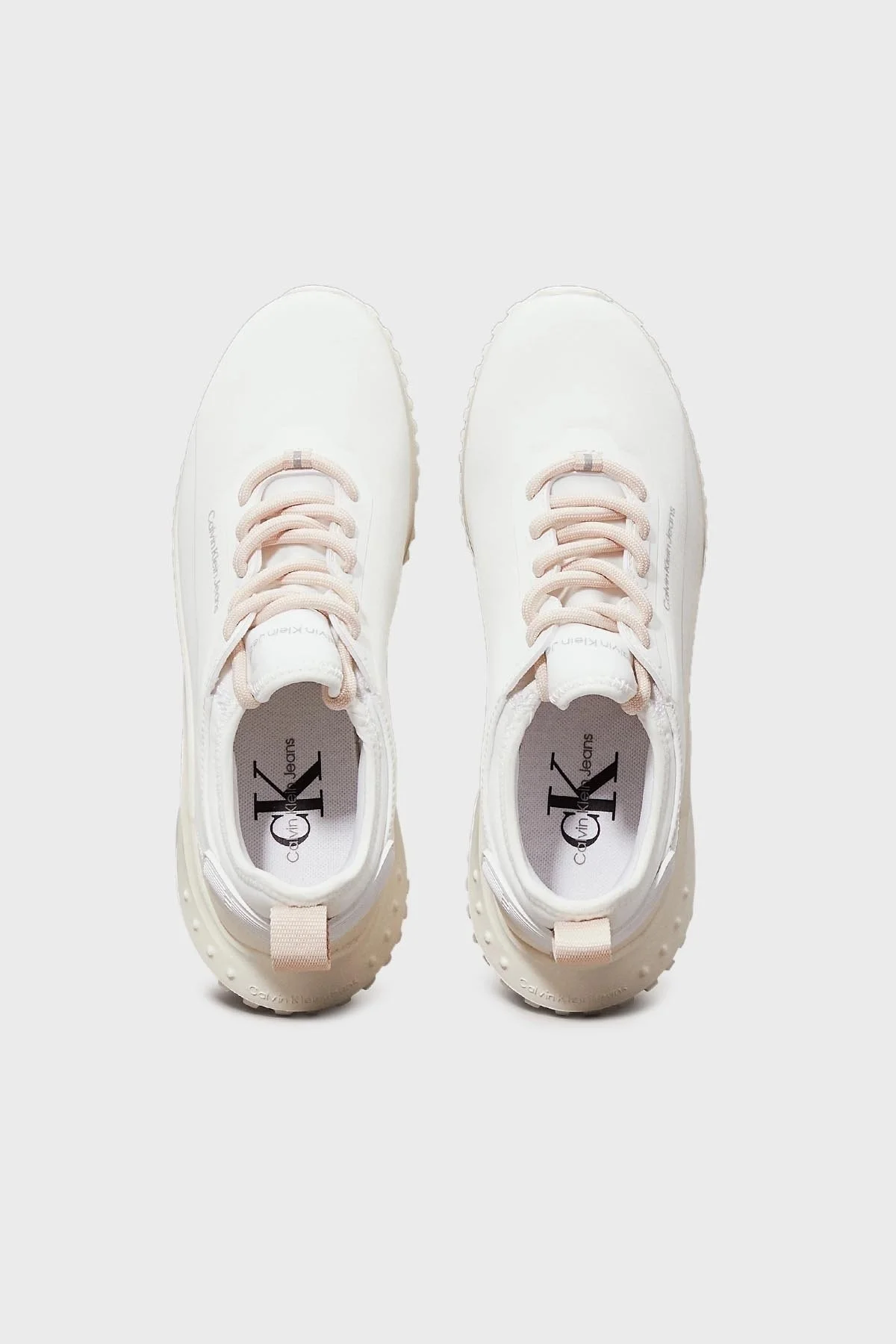 Calvin Klein Logolu Kalın Tabanlı Sneaker YW0YW016650LE Bayan Ayakkabı YW0YW01665 0LE BEYAZ-PUDRA - 11