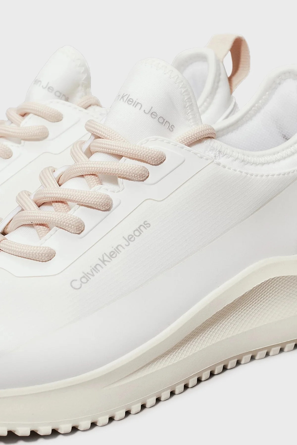Calvin Klein Logolu Kalın Tabanlı Sneaker YW0YW016650LE Bayan Ayakkabı YW0YW01665 0LE BEYAZ-PUDRA - 13