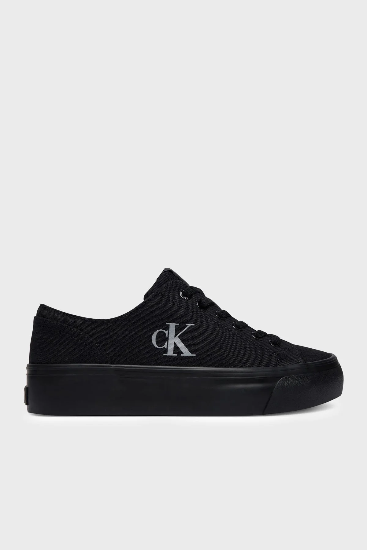 Calvin Klein Logolu Kanvas Sneaker YW0YW017630GJ Kadın Ayakkabı YW0YW01763 0GJ SİYAH - 1