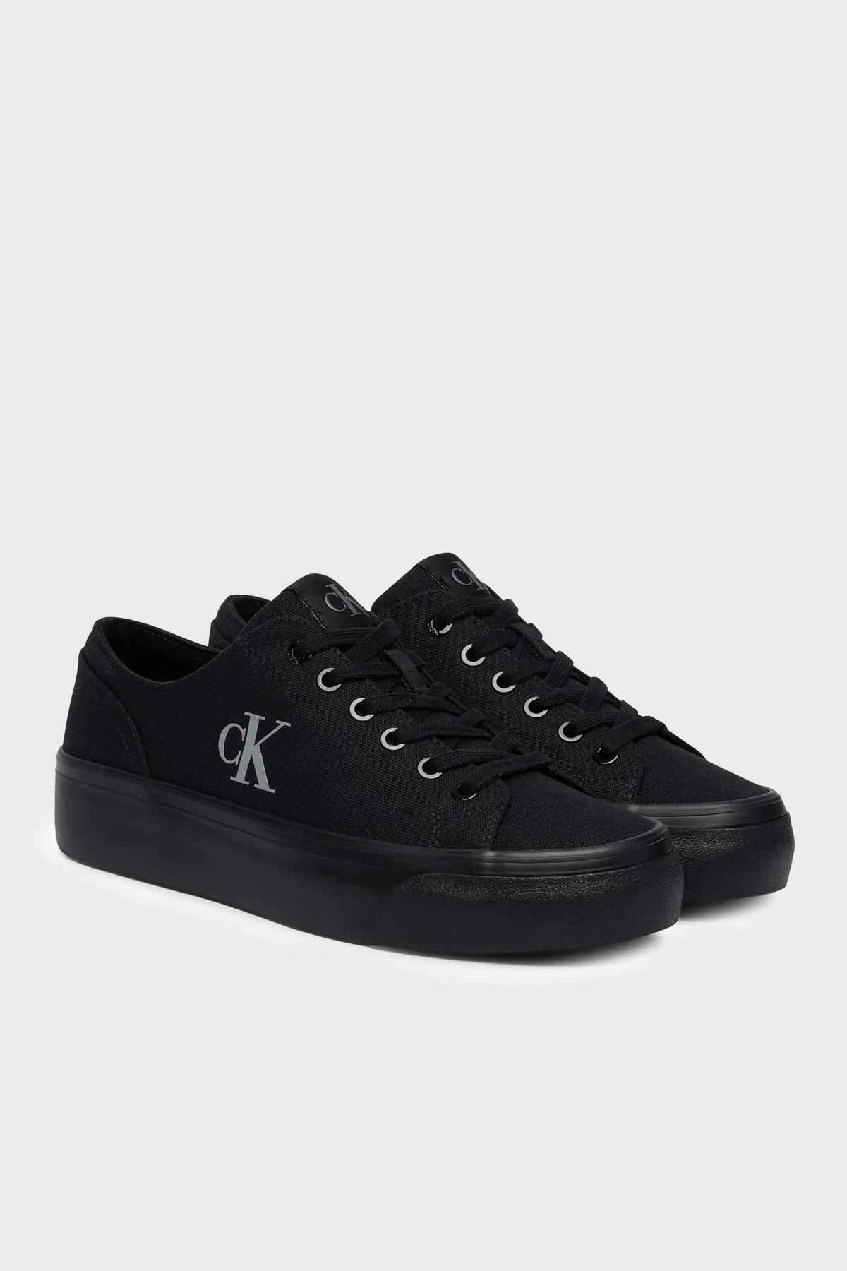 Calvin Klein Logolu Kanvas Sneaker YW0YW017630GJ Kadın Ayakkabı YW0YW01763 0GJ SİYAH - 2