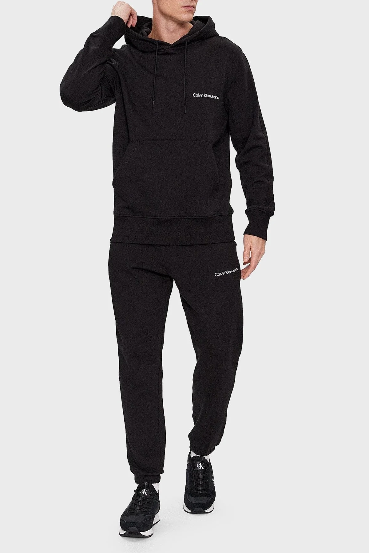 Calvin Klein Logolu Kapüşonlu % 100 Pamuk Regular Fit J30J324620BEH Erkek Sweat J30J324620 BEH SİYAH - 2