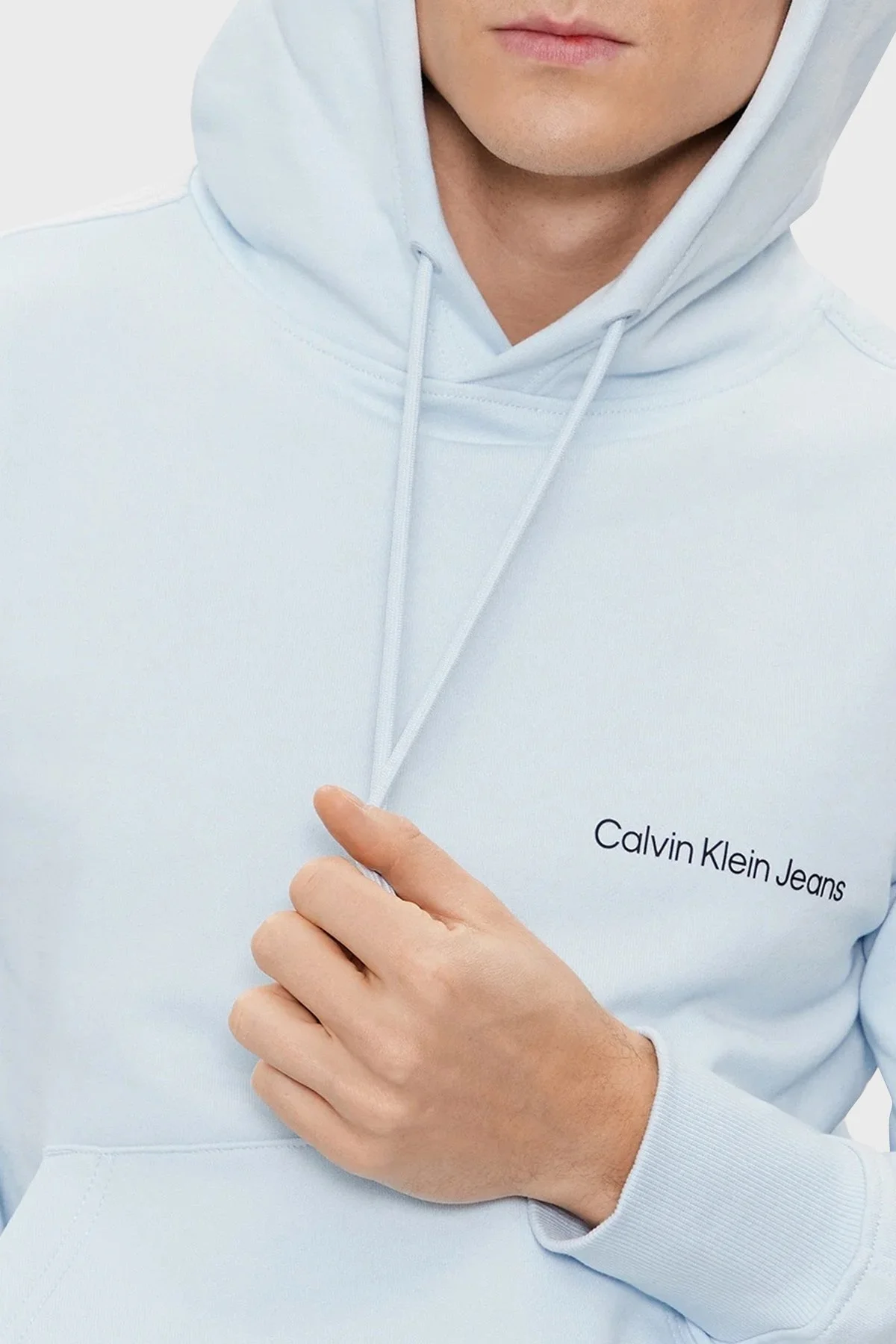 Calvin Klein Logolu Kapüşonlu % 100 Pamuk Regular Fit J30J324620CYR Erkek Sweat J30J324620 CYR AÇIK MAVİ - 4