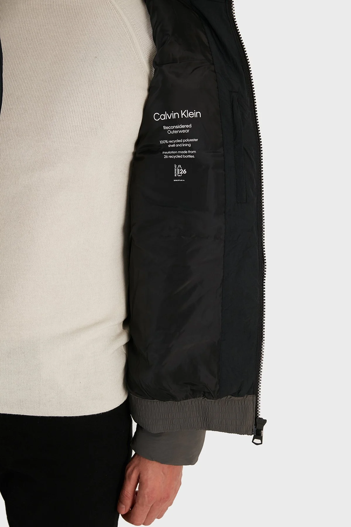 Calvin Klein Logolu Kapüşonlu Fermuarlı Regular Fit Şişme Erkek Mont K10K110337 PTR ANTRASİT - 6