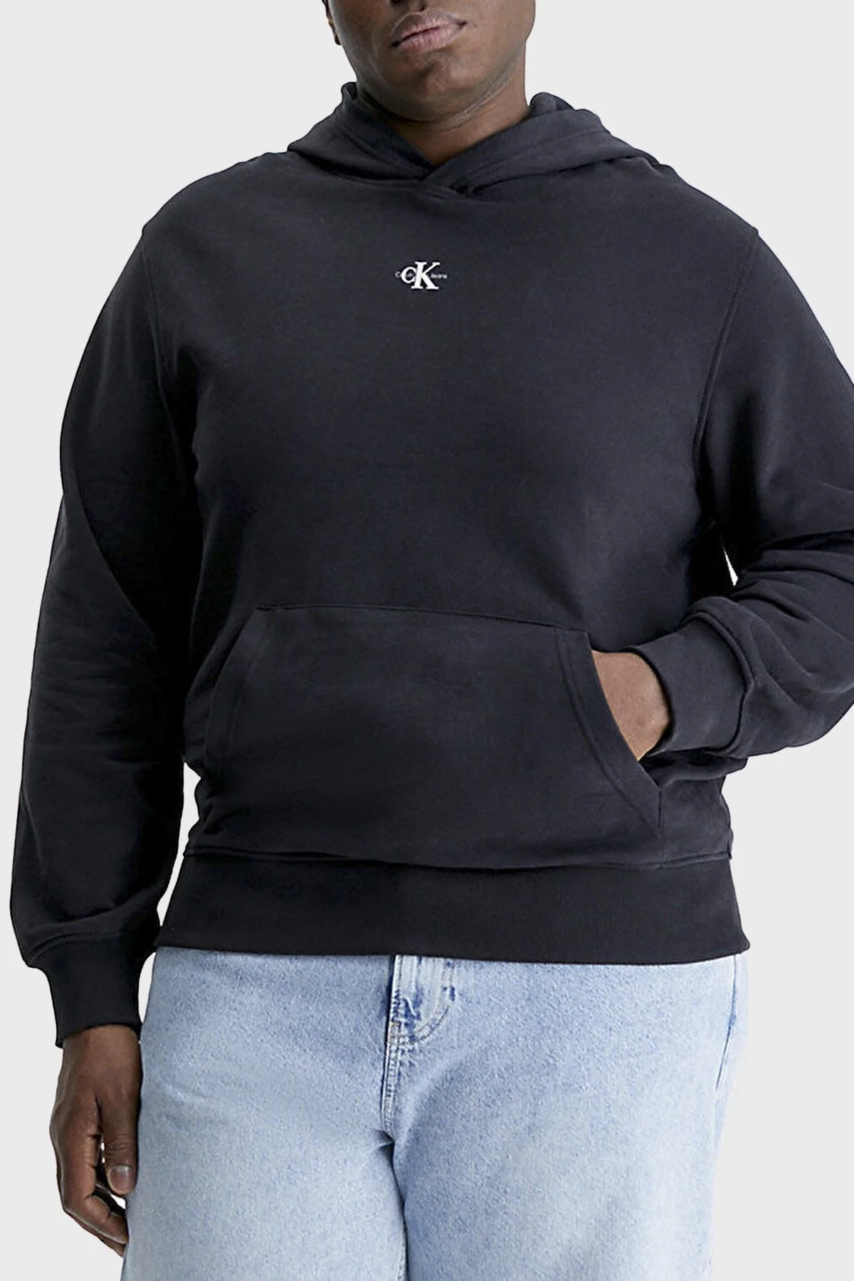 Calvin Klein Logolu Kapüşonlu Kanguru Cepli % 100 Pamuk J30J322535BEH Erkek Sweat J30J322535 BEH SİYAH - 2