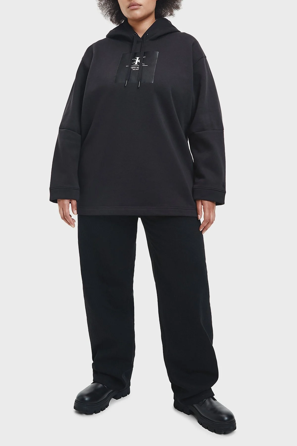 Calvin Klein Logolu Kapüşonlu Pamuklu Oversize Bayan Sweat J20J219757 BEH SİYAH - 3