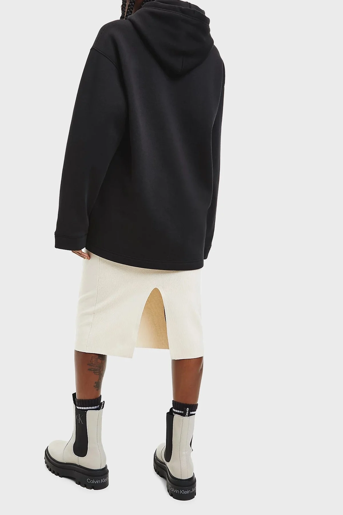 Calvin Klein Logolu Kapüşonlu Pamuklu Oversize Bayan Sweat J20J219757 BEH SİYAH - 5