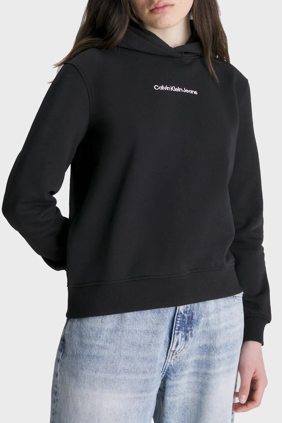 Calvin Klein Logolu Kapüşonlu Pamuklu Regular Fit J20J221066BEH Bayan Sweat J20J221066 BEH SİYAH - 1