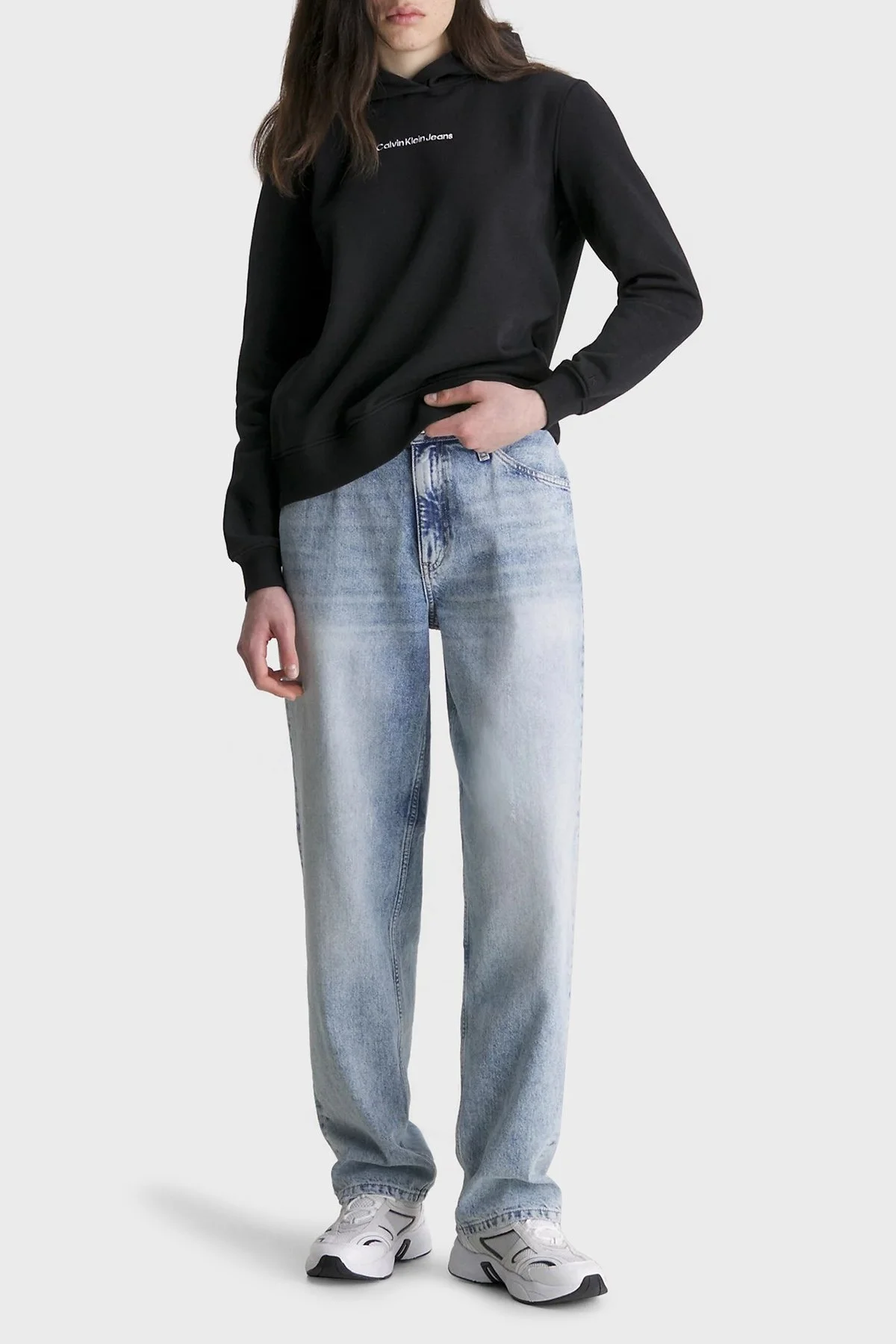 Calvin Klein Logolu Kapüşonlu Pamuklu Regular Fit J20J221066BEH Bayan Sweat J20J221066 BEH SİYAH - 4