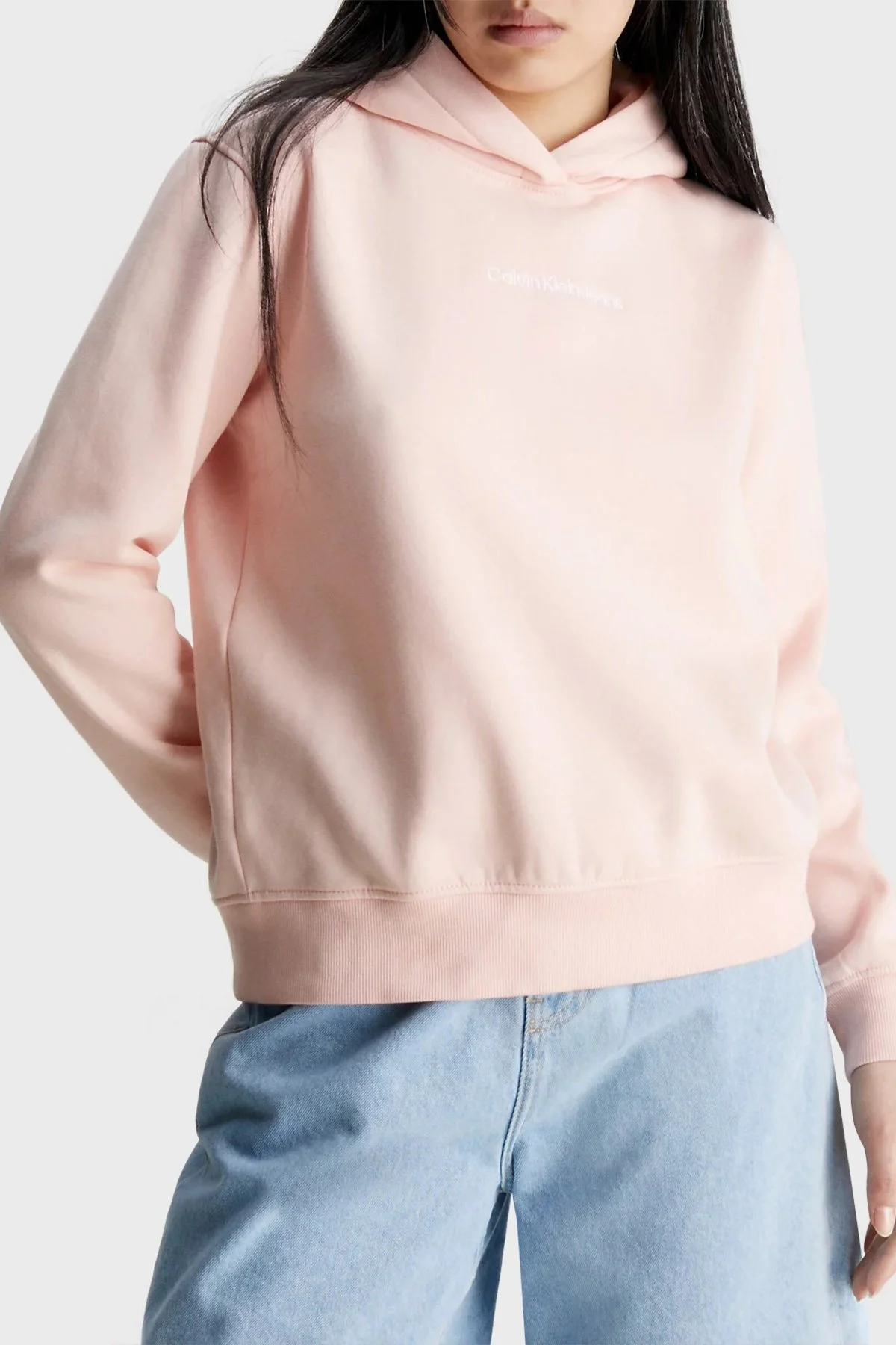 Calvin Klein Logolu Kapüşonlu Pamuklu Regular Fit J20J221066TLV Bayan Sweat J20J221066 TLV PEMBE - 1
