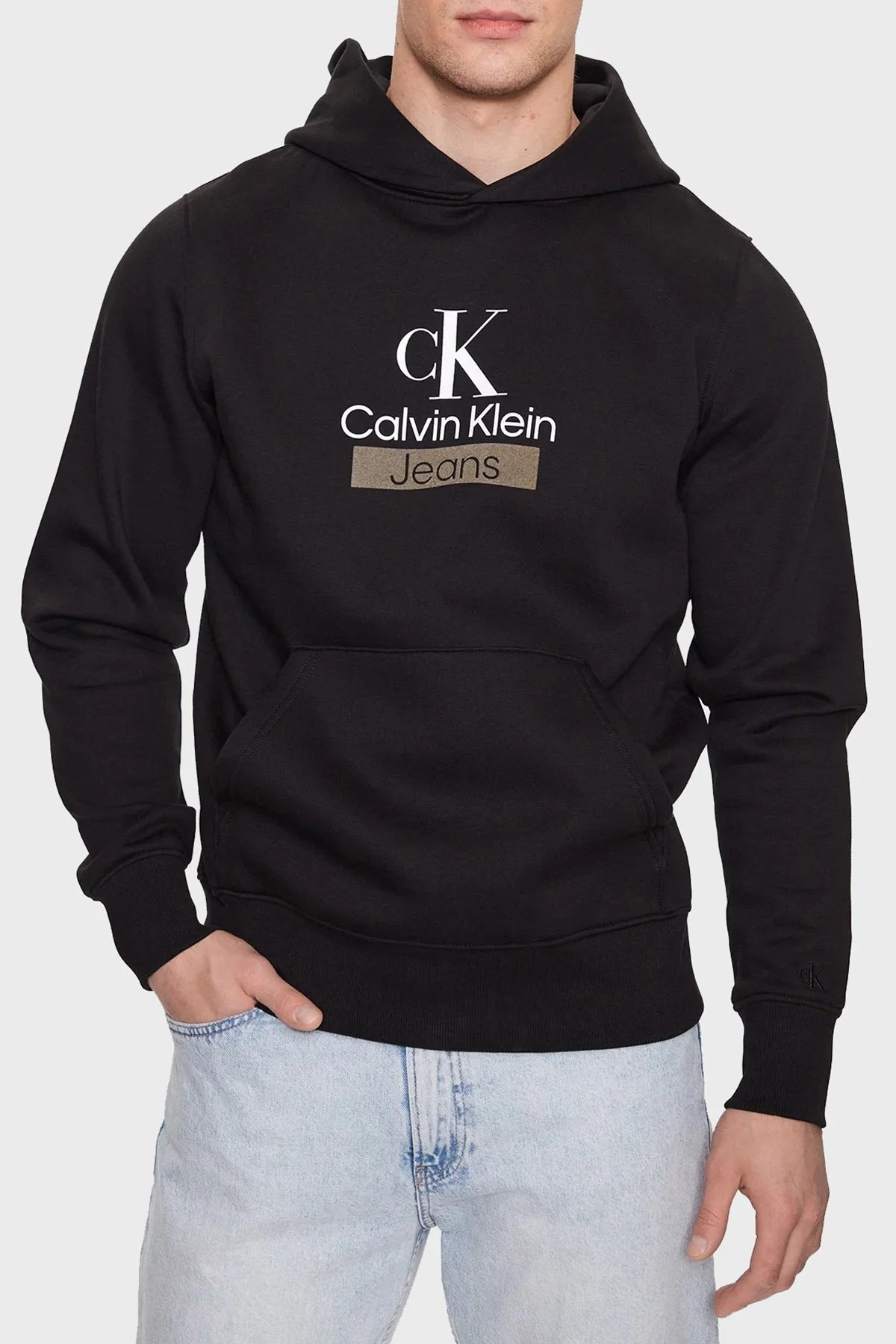 Calvin Klein Logolu Kapüşonlu Pamuklu Regular Fit J30J323762BEH Erkek Sweat J30J323762 BEH SİYAH - 1