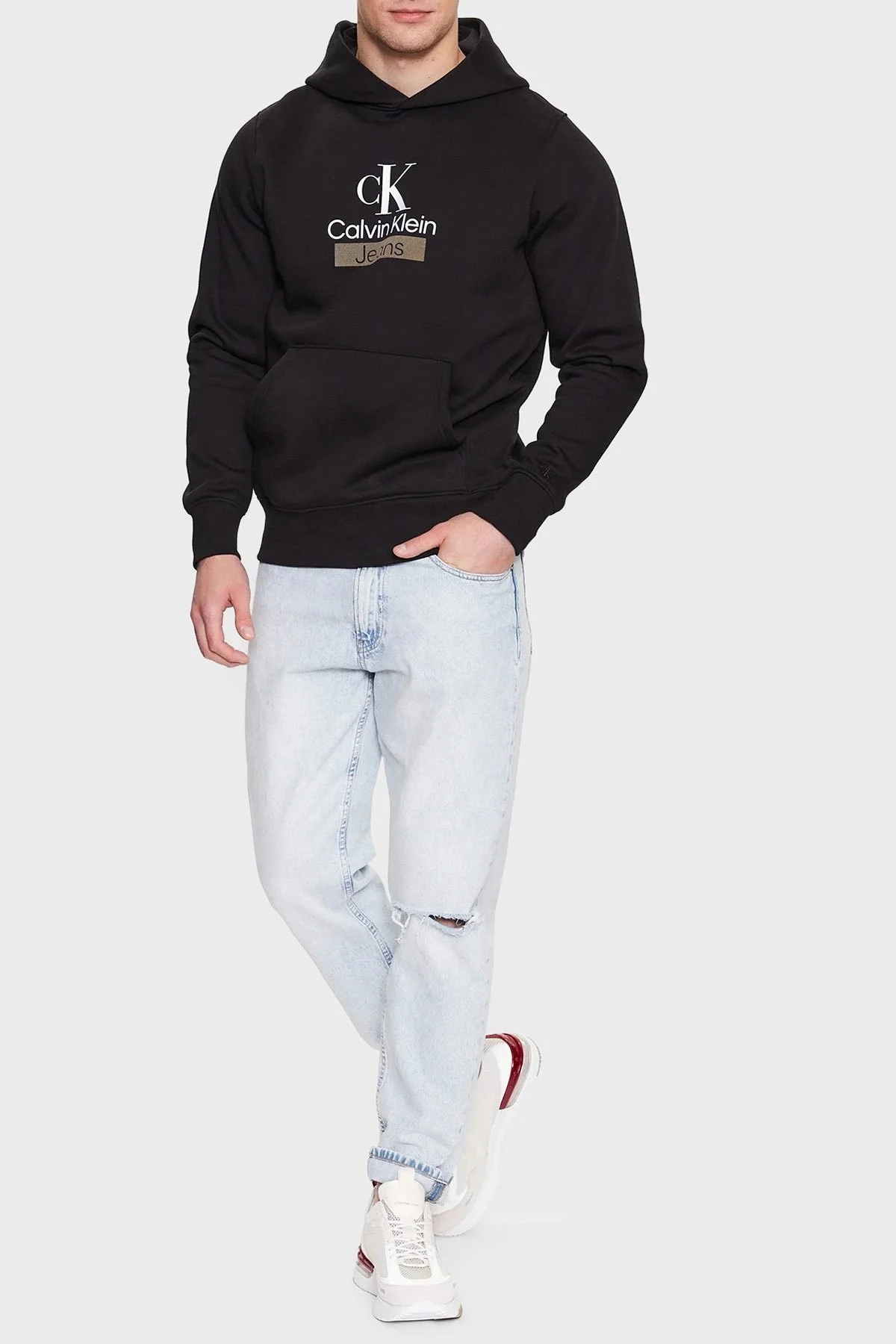 Calvin Klein Logolu Kapüşonlu Pamuklu Regular Fit J30J323762BEH Erkek Sweat J30J323762 BEH SİYAH - 3