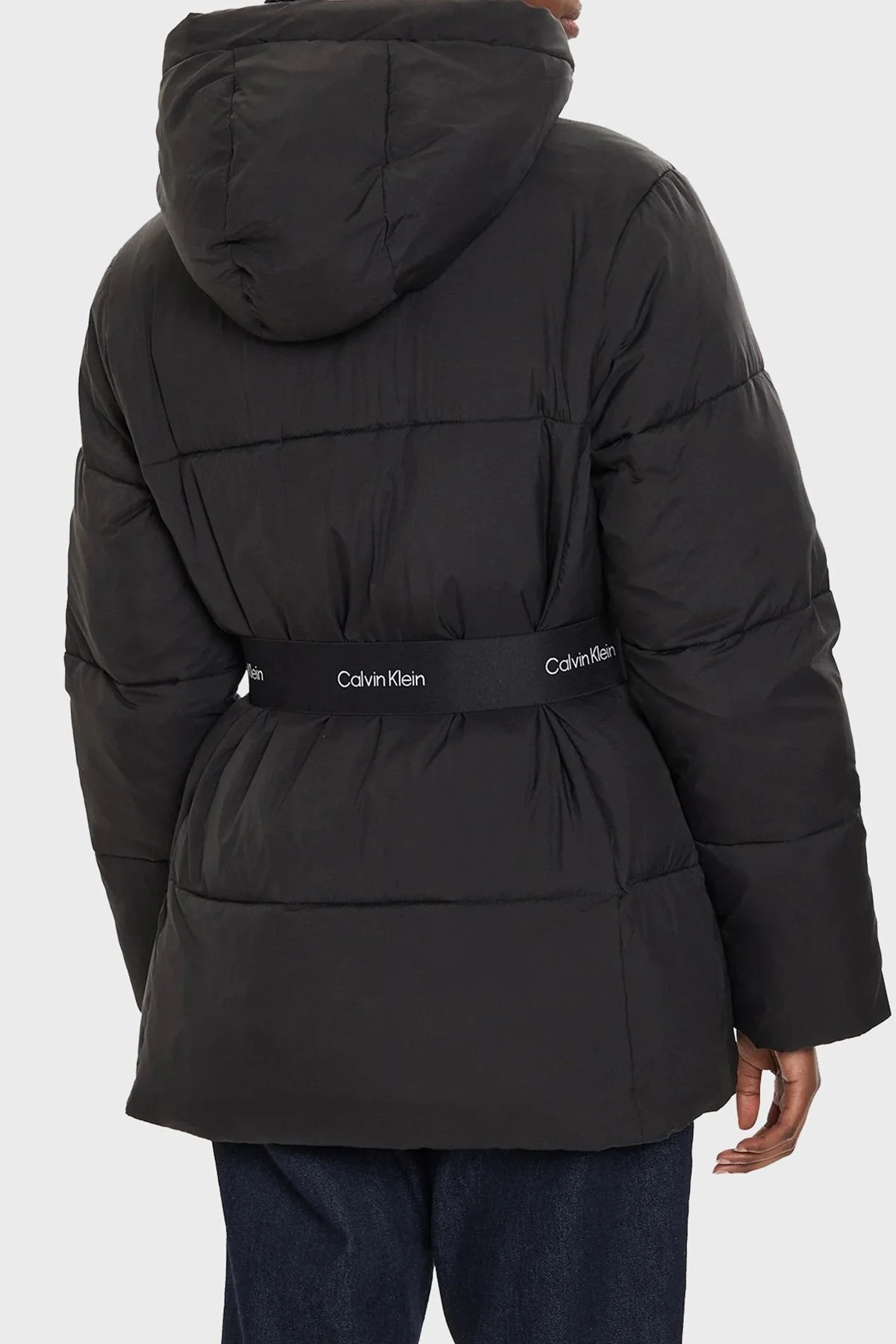 Calvin Klein Logolu Kapüşonlu Şişme J20J224107BEH Bayan Mont J20J224107 BEH SİYAH - 2