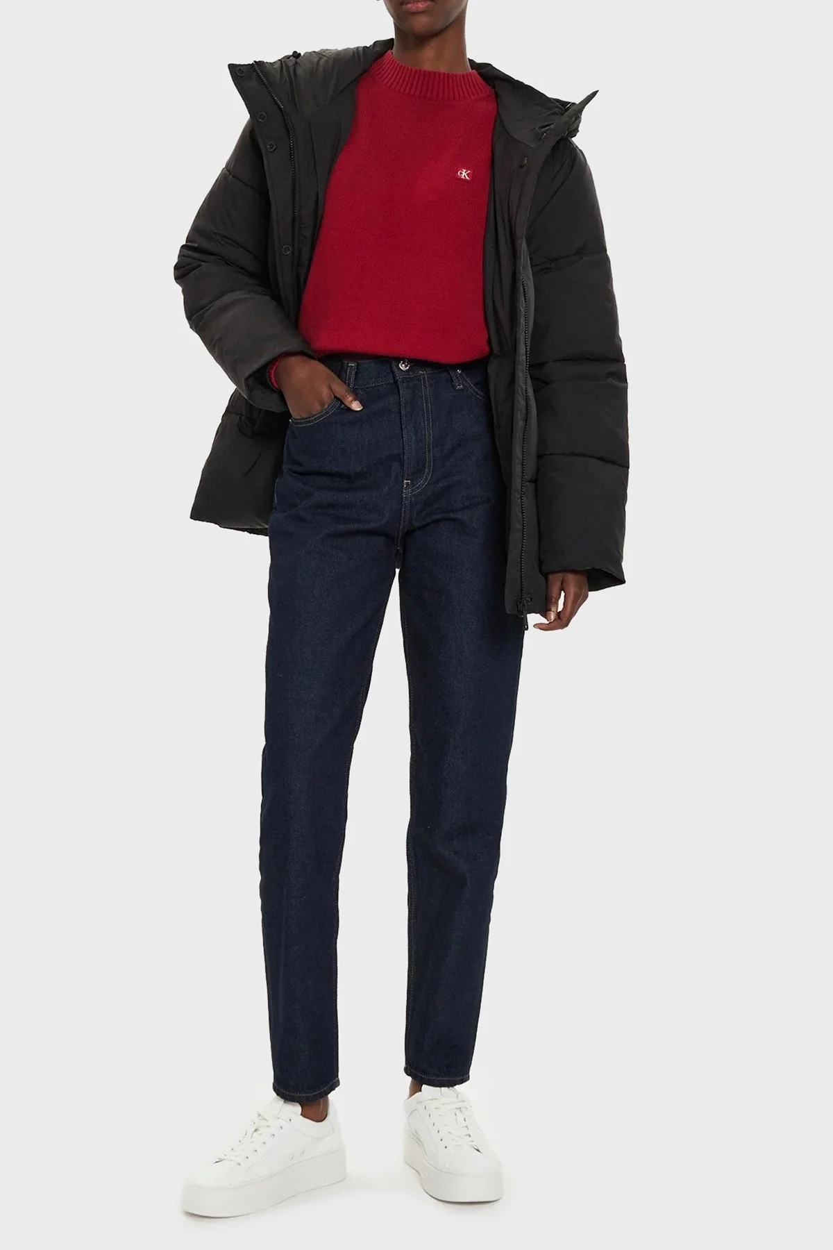 Calvin Klein Logolu Kapüşonlu Şişme J20J224107BEH Bayan Mont J20J224107 BEH SİYAH - 3