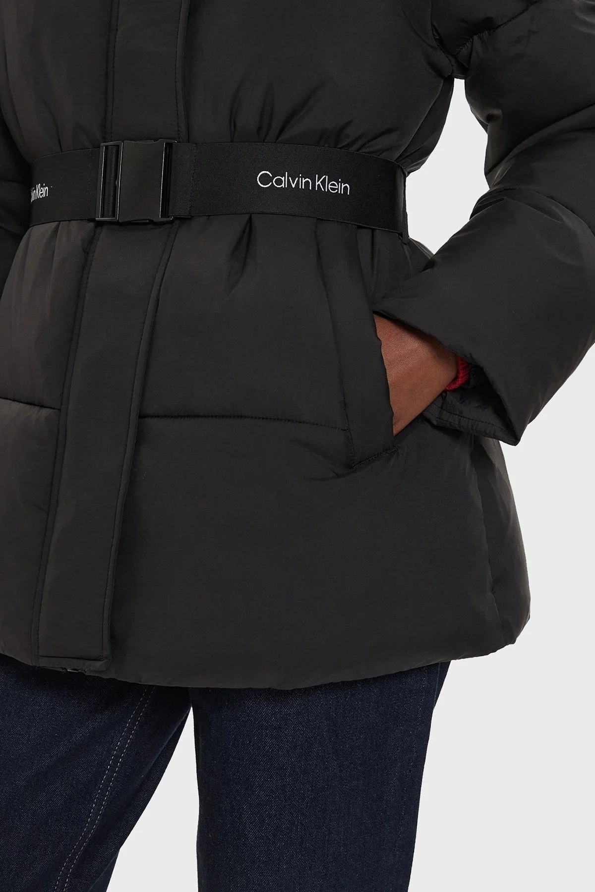 Calvin Klein Logolu Kapüşonlu Şişme J20J224107BEH Bayan Mont J20J224107 BEH SİYAH - 6