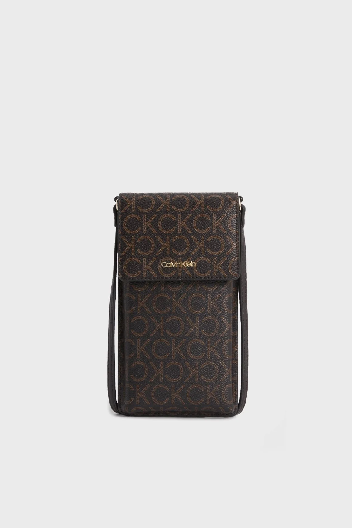 Calvin Klein Logolu Kartlık Bölmeli K60K6113230HD Bayan Telefon Çantası K60K611323 0HD KAHVE - 1