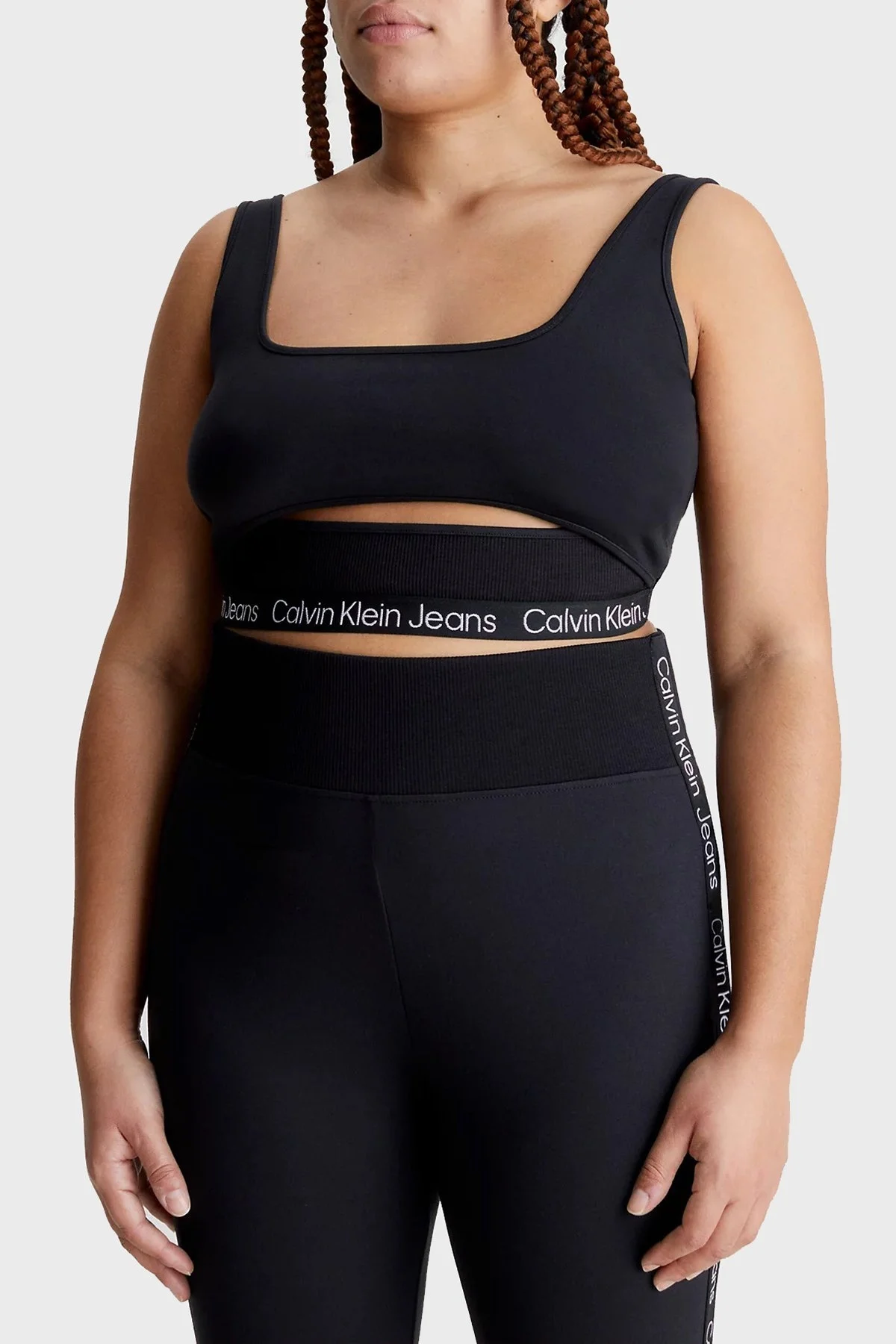 Calvin Klein Logolu Kesikli Slim Fit Crop J20J220772BEH Bayan Top J20J220772 BEH SİYAH - 2