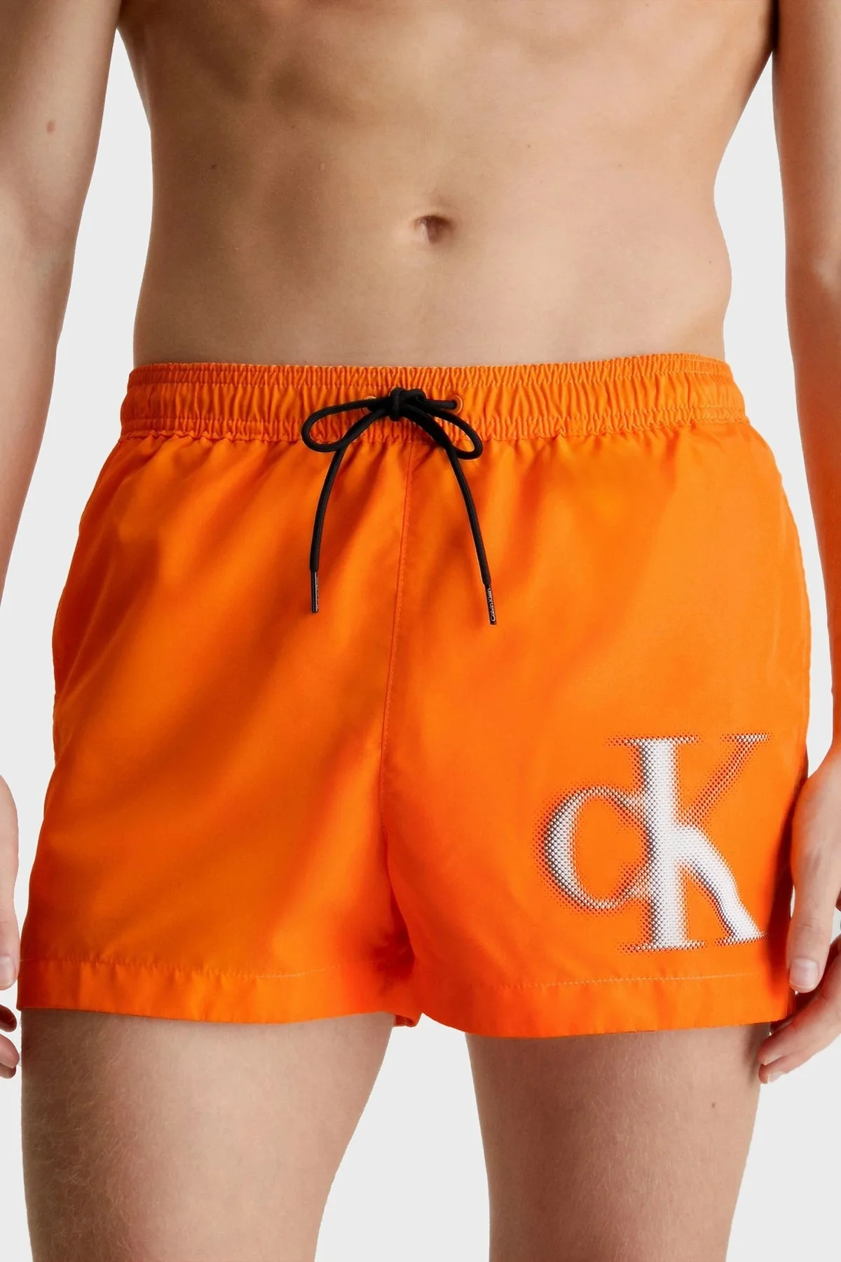 Calvin Klein Logolu Kısa Büzgülü Deniz Şortu Cepli KM0KM00801SE8 Erkek Mayo Short KM0KM00801 SE8 ORANGE - 1