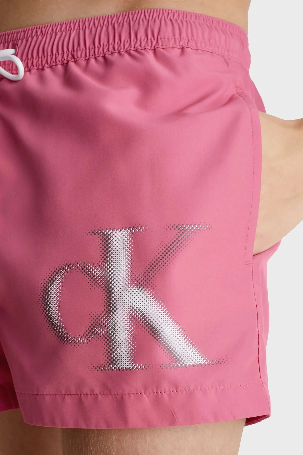 Calvin Klein Logolu Kısa Büzgülü Deniz Şortu Cepli KM0KM00801XI1 Erkek Mayo Short KM0KM00801 XI1 PEMBE - 3