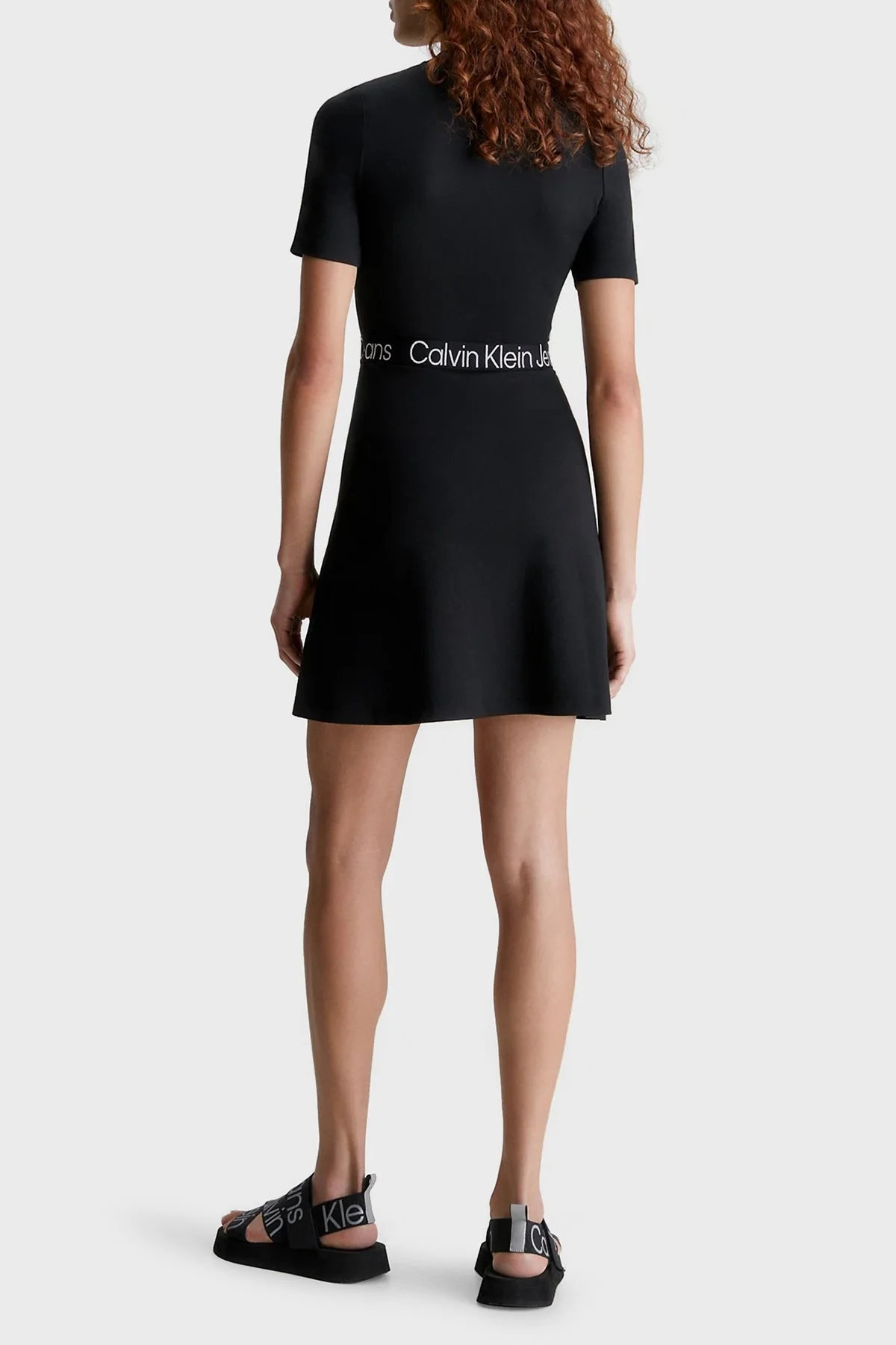 Calvin Klein Logolu Kısa Kollu Yırtmaçlı Regular Fit J20J221408BEH Bayan Elbise J20J221408 BEH SİYAH - 2