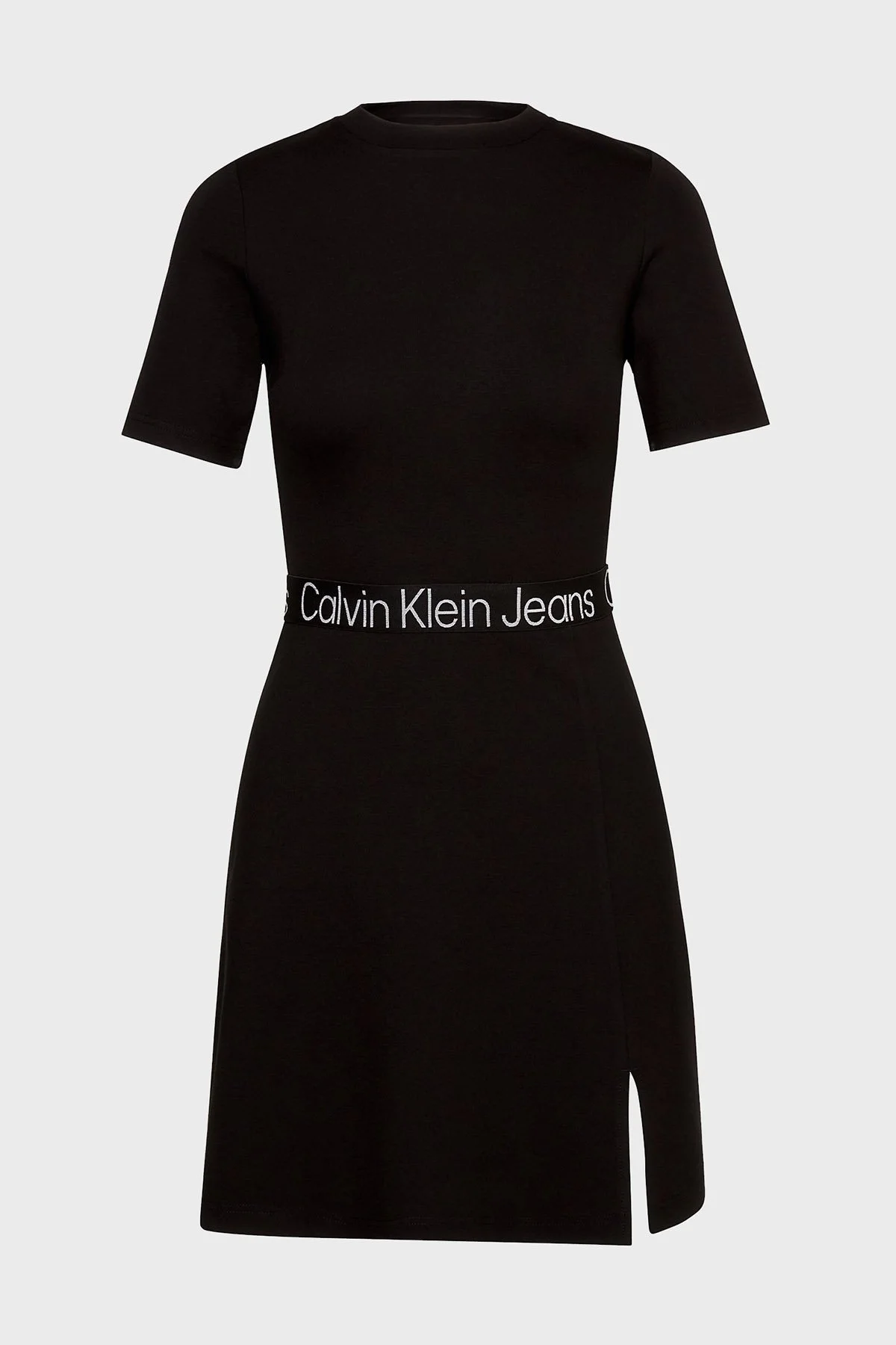 Calvin Klein Logolu Kısa Kollu Yırtmaçlı Regular Fit J20J221408BEH Bayan Elbise J20J221408 BEH SİYAH - 5