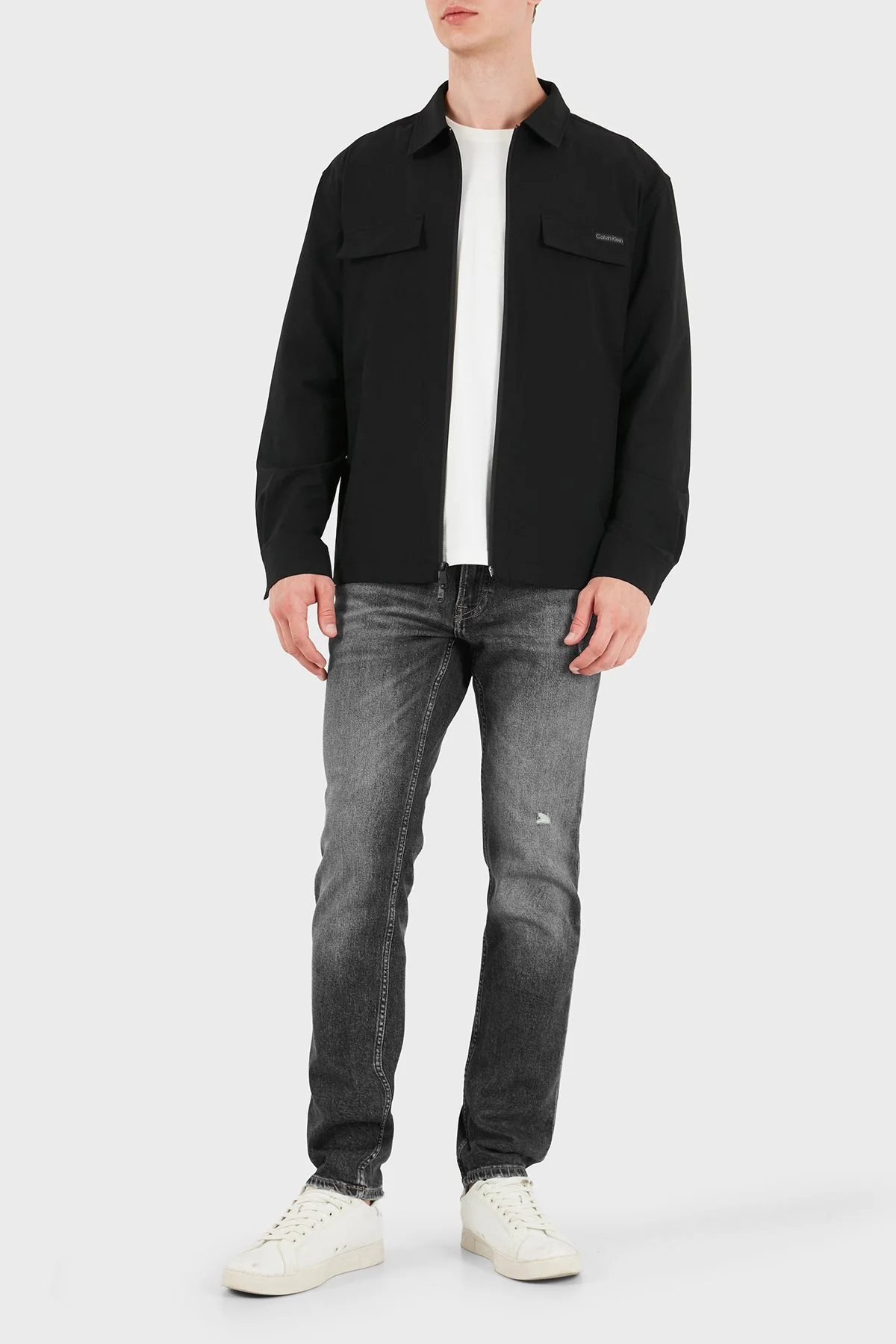 Calvin Klein Logolu Klasik Yaka Fermuarlı LV04RG403GUB1 Erkek Mont LV04RG403G UB1 Siyah - 2