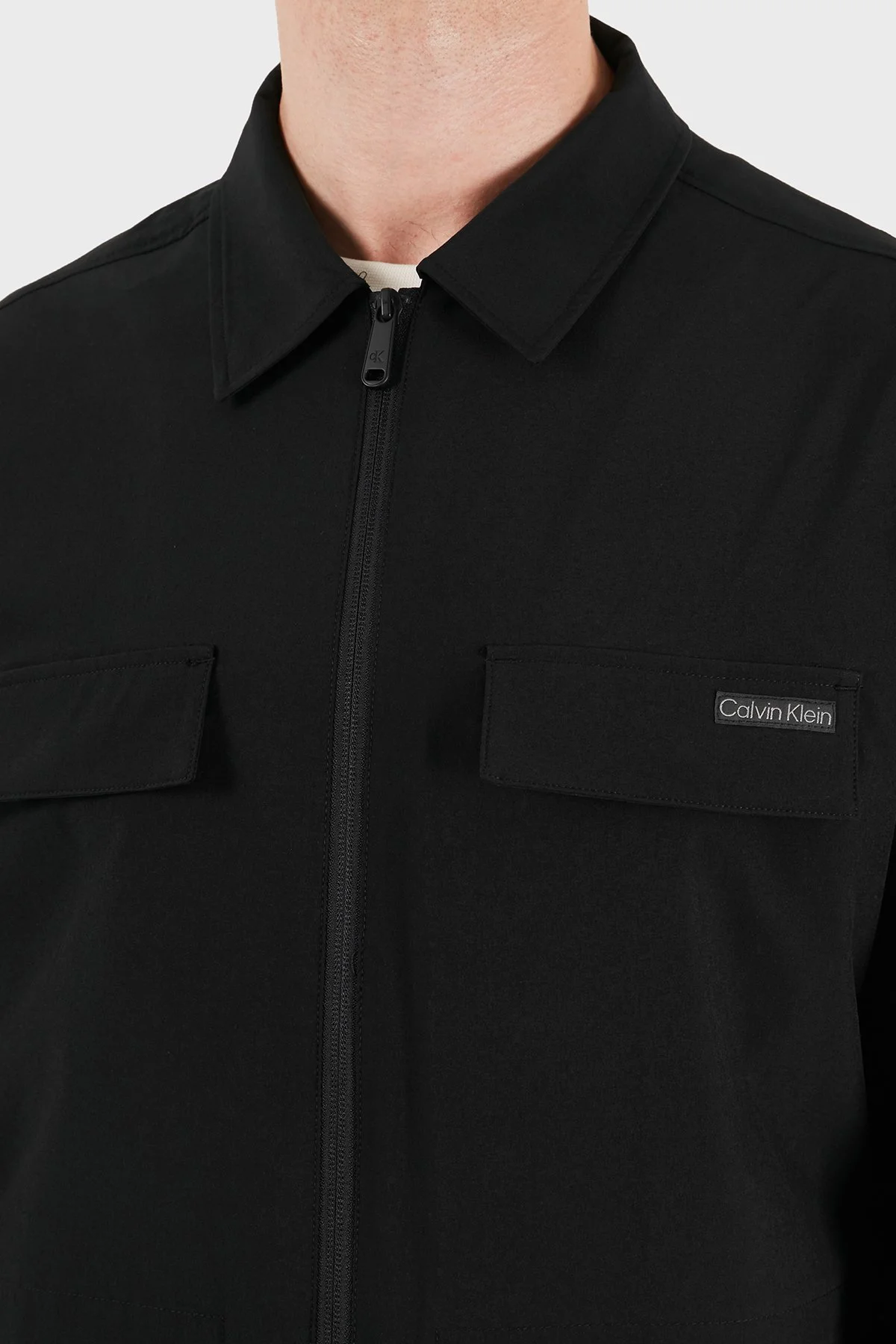 Calvin Klein Logolu Klasik Yaka Fermuarlı LV04RG403GUB1 Erkek Mont LV04RG403G UB1 Siyah - 6