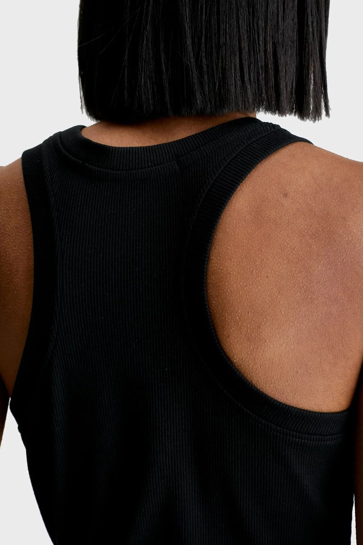 Calvin Klein Logolu Kolsuz Halter Yaka Dar Kesim Pamuklu Streç J20J220754BEH Bayan Elbise J20J220754 BEH SİYAH - 4