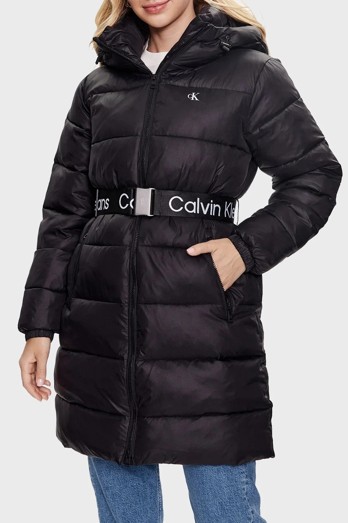 Calvin Klein Logolu Kumaş Kemerli J20J221371BEH Bayan Mont J20J221371 BEH SİYAH - 1