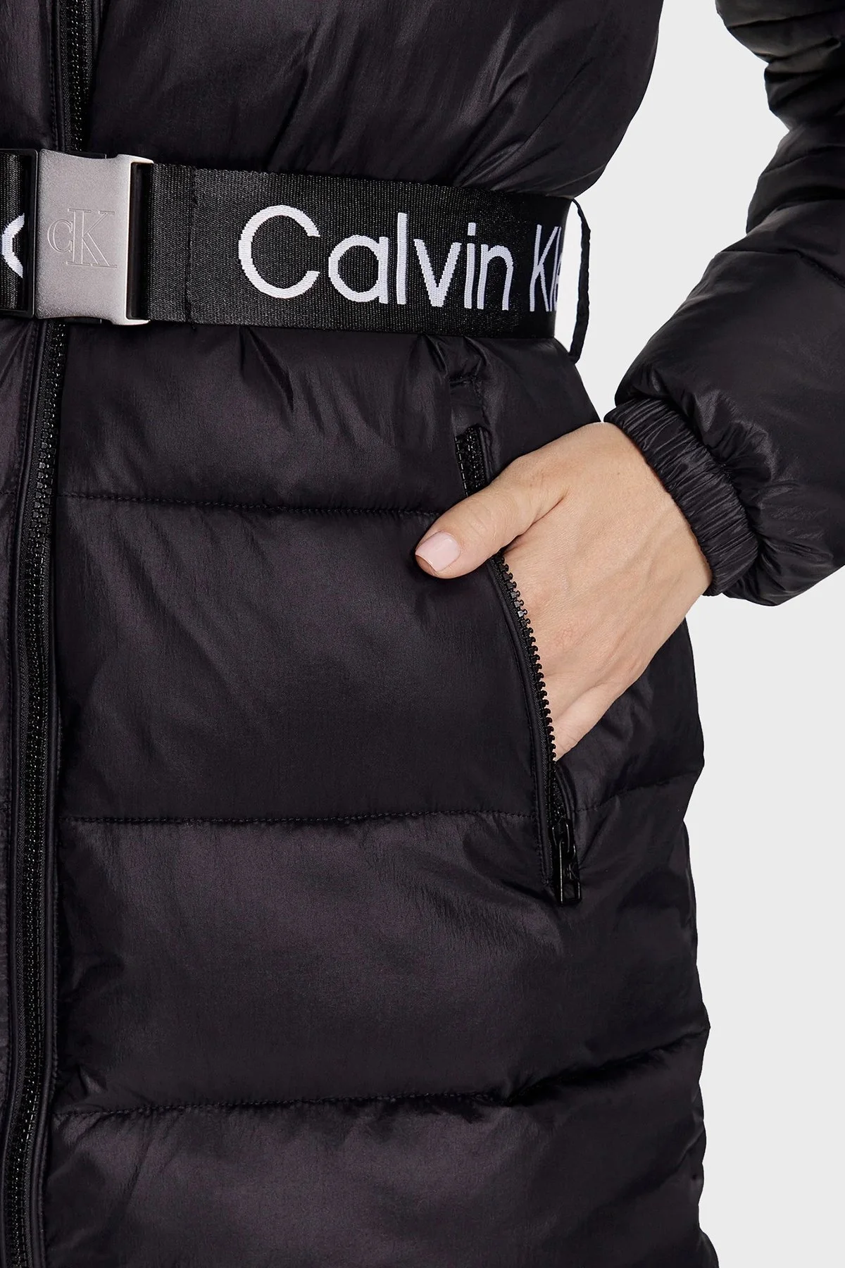 Calvin Klein Logolu Kumaş Kemerli J20J221371BEH Bayan Mont J20J221371 BEH SİYAH - 5