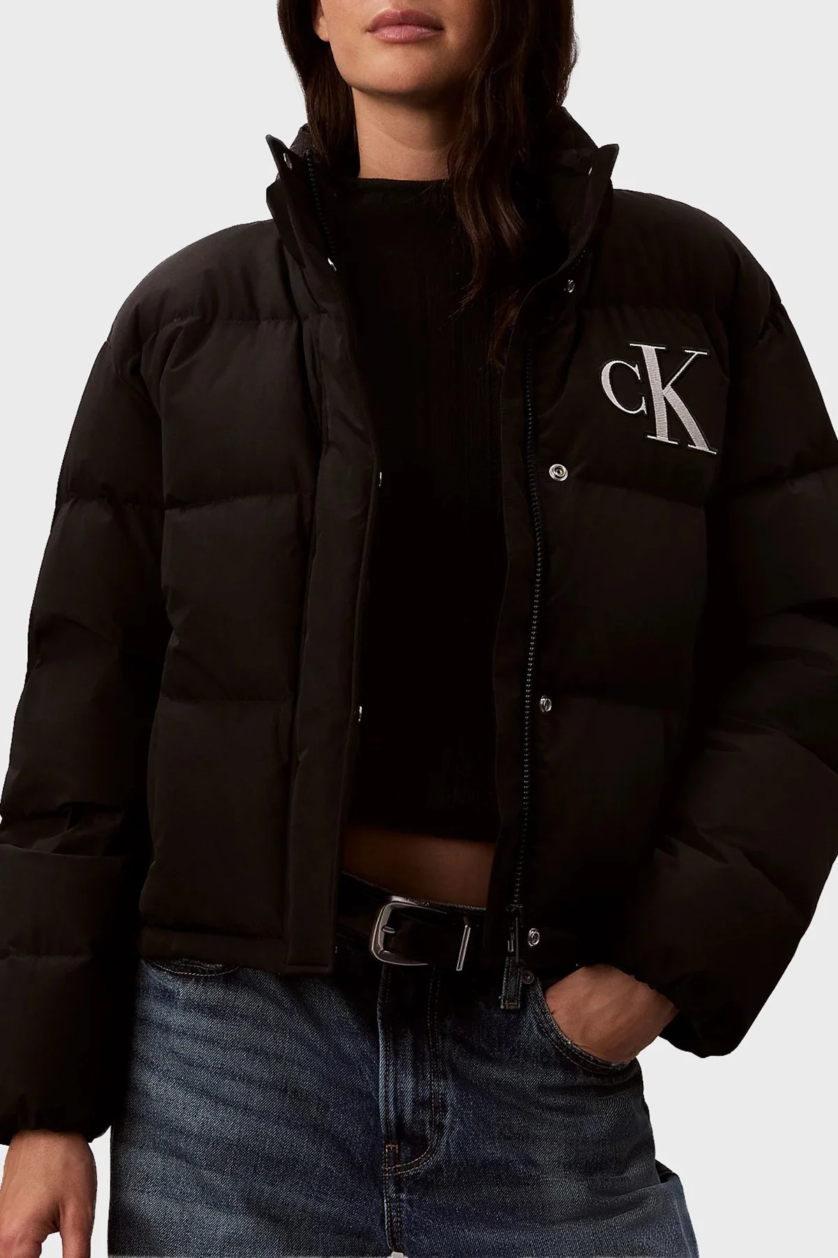 Calvin Klein Logolu Kuş Tüyü Dolgulu Dik Yaka Şişme LV047H507GUB1 Kadın Mont LV047H507G UB1 Siyah - 1