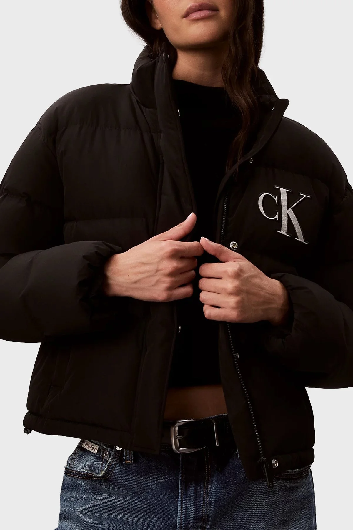 Calvin Klein Logolu Kuş Tüyü Dolgulu Dik Yaka Şişme LV047H507GUB1 Kadın Mont LV047H507G UB1 Siyah - 5