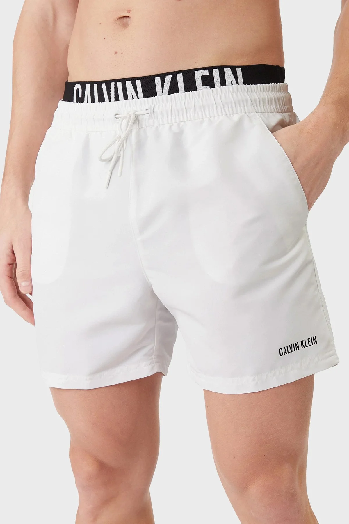 Calvin Klein Logolu LV00N61015100 Erkek Mayo Short LV00N61015 100 BEYAZ - 1