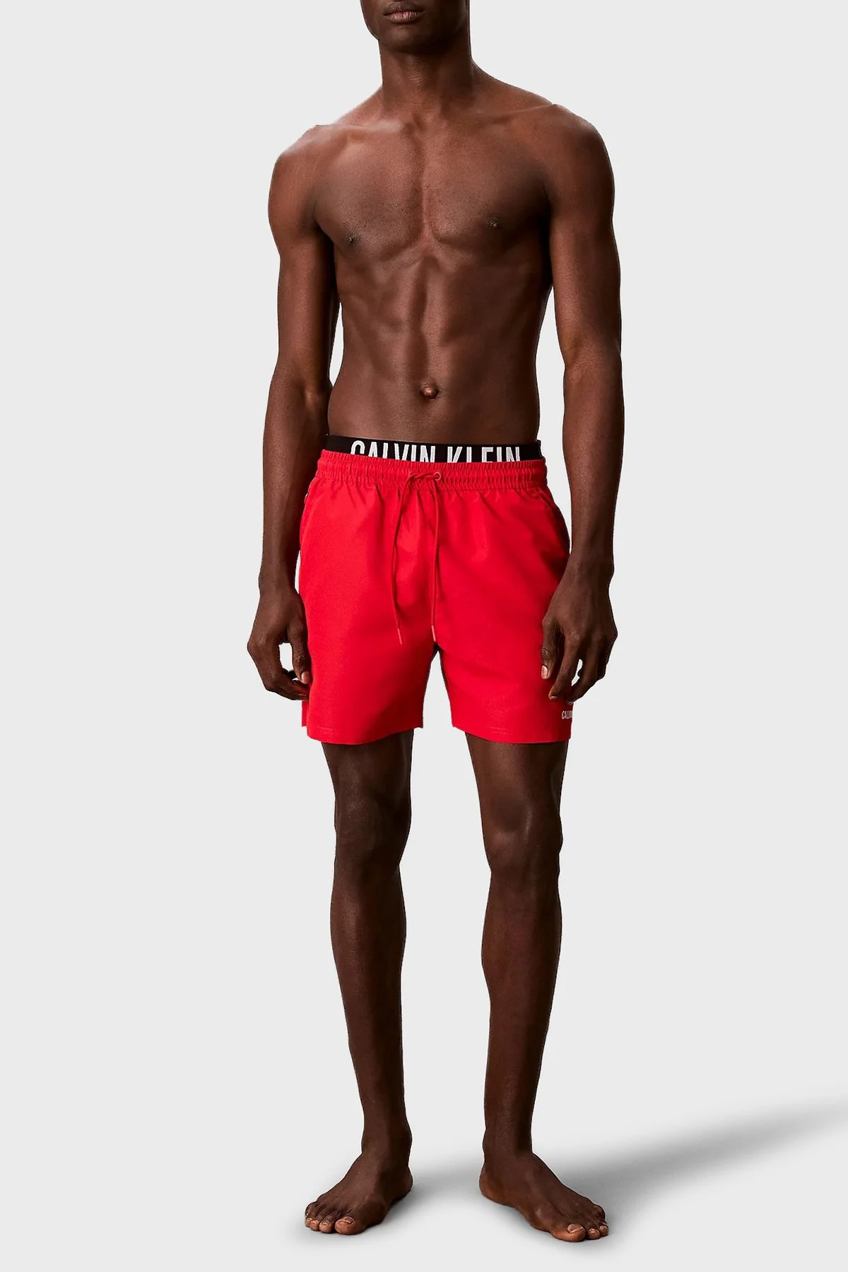 Calvin Klein Logolu Mayo Şortu LV00N610153T5 Erkek Deniz Şortu LV00N61015 3T5 KIRMIZI - 2