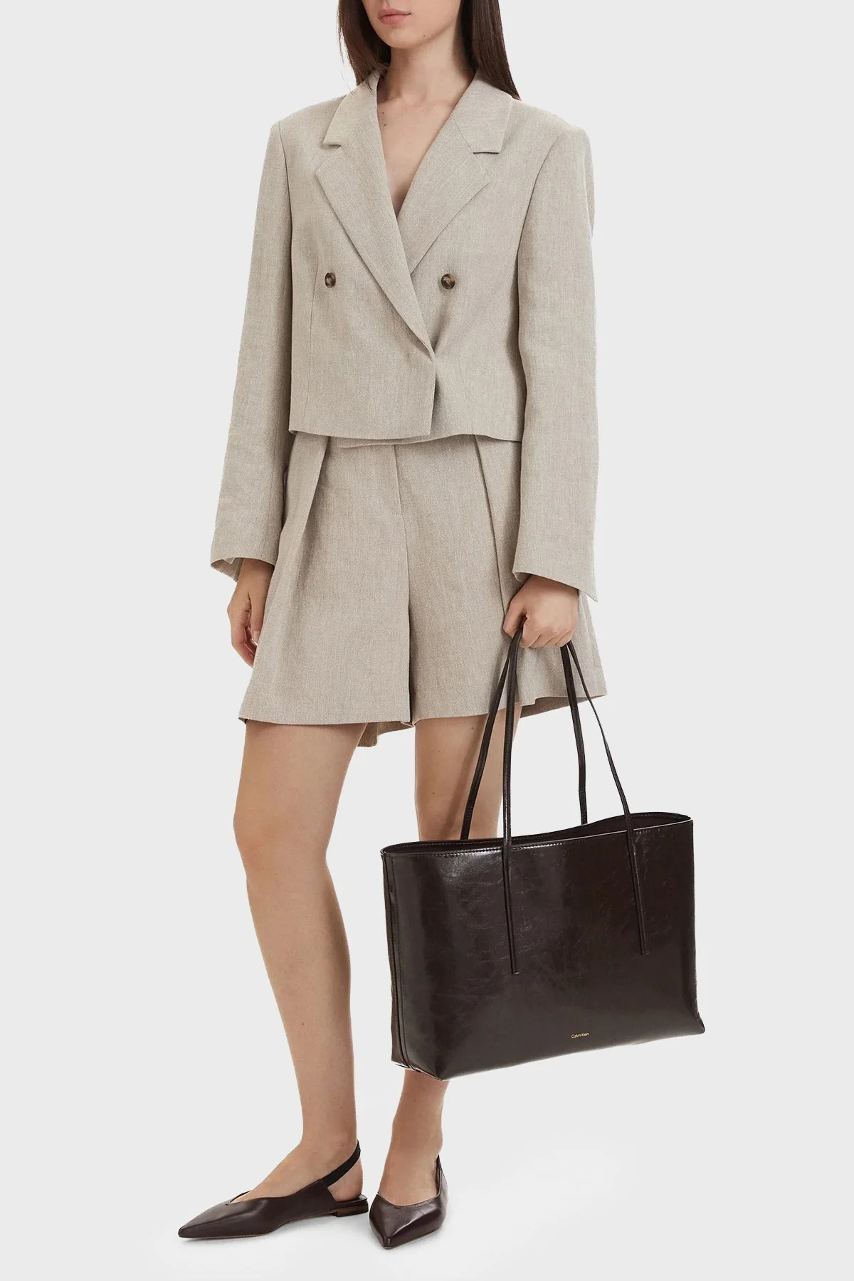 Calvin Klein Logolu Omuz Askılı LV04F3537GBAL Kadın Çanta LV04F3537G BAL KAHVE - 2