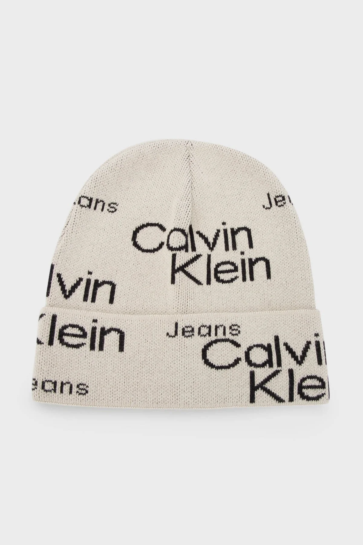 Calvin Klein Logolu Organik Pamuklu Atkı Bere Set Erkek Atkı Takım K50K509917 0F4 BEJ - 2