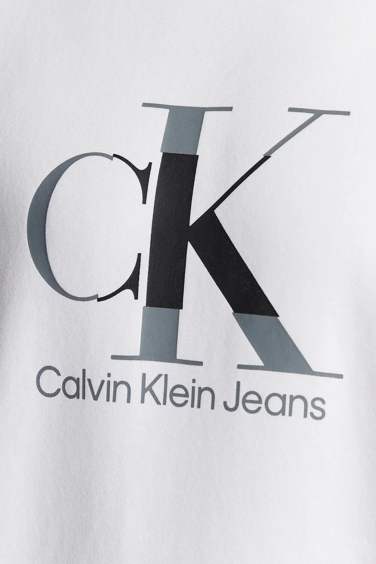Calvin Klein Logolu Organik Pamuklu Bisiklet Yaka Regular Fit Erkek Sweat J30J323298 YAF BEYAZ - 2