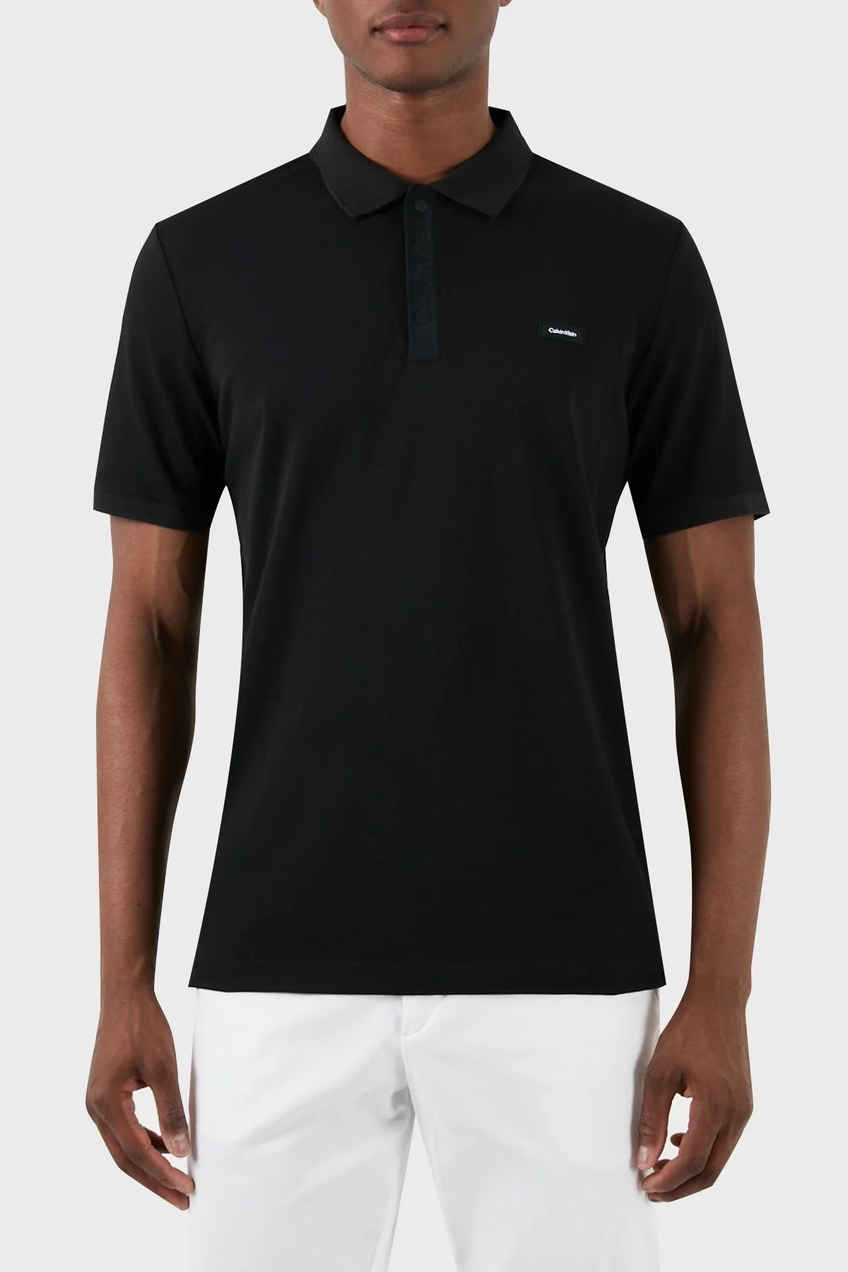 Calvin Klein Logolu Pamuk Karışımlı Slim Fit K10K112470BEH Erkek Polo Yaka T Shirt K10K112470 BEH SİYAH - 1