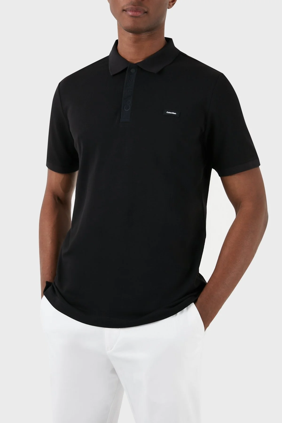Calvin Klein Logolu Pamuk Karışımlı Slim Fit K10K112470BEH Erkek Polo Yaka T Shirt K10K112470 BEH SİYAH - 3