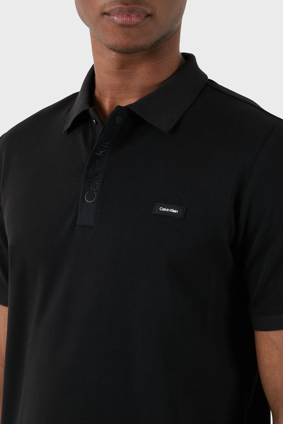 Calvin Klein Logolu Pamuk Karışımlı Slim Fit K10K112470BEH Erkek Polo Yaka T Shirt K10K112470 BEH SİYAH - 5