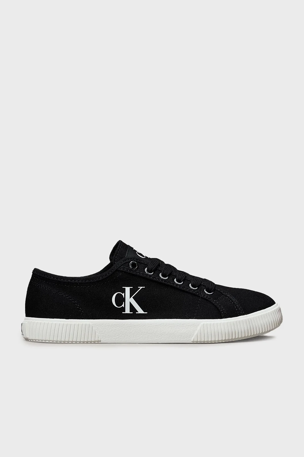 Calvin Klein Logolu Pamuk Karışımlı Sneaker YW0YW017620GM Bayan Ayakkabı YW0YW01762 0GM SİYAH-BEYAZ - 8
