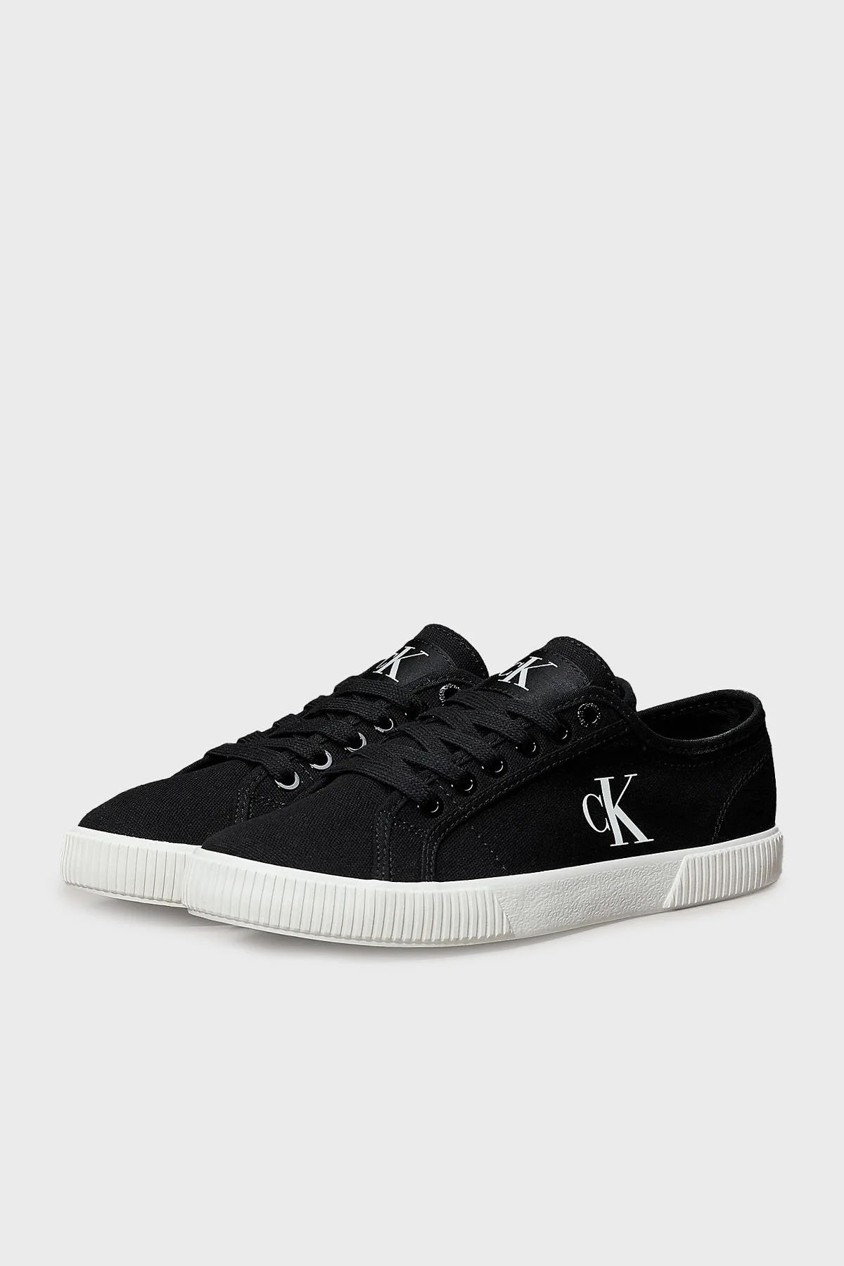 Calvin Klein Logolu Pamuk Karışımlı Sneaker YW0YW017620GM Bayan Ayakkabı YW0YW01762 0GM SİYAH-BEYAZ - 10
