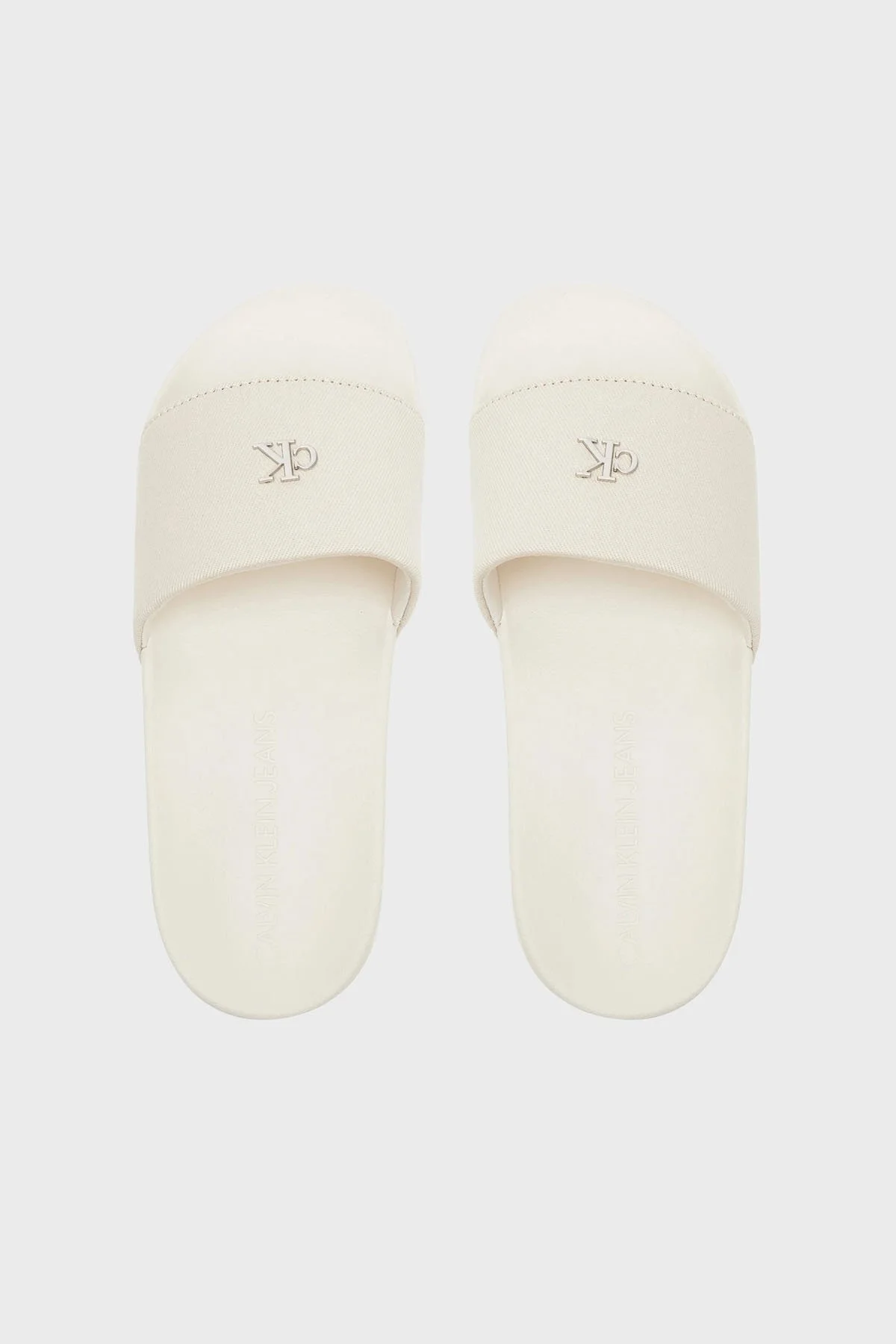 Calvin Klein Logolu Pamuk Karışımlı YW0YW01713AEO Bayan Terlik YW0YW01713 AEO EKRU - 10