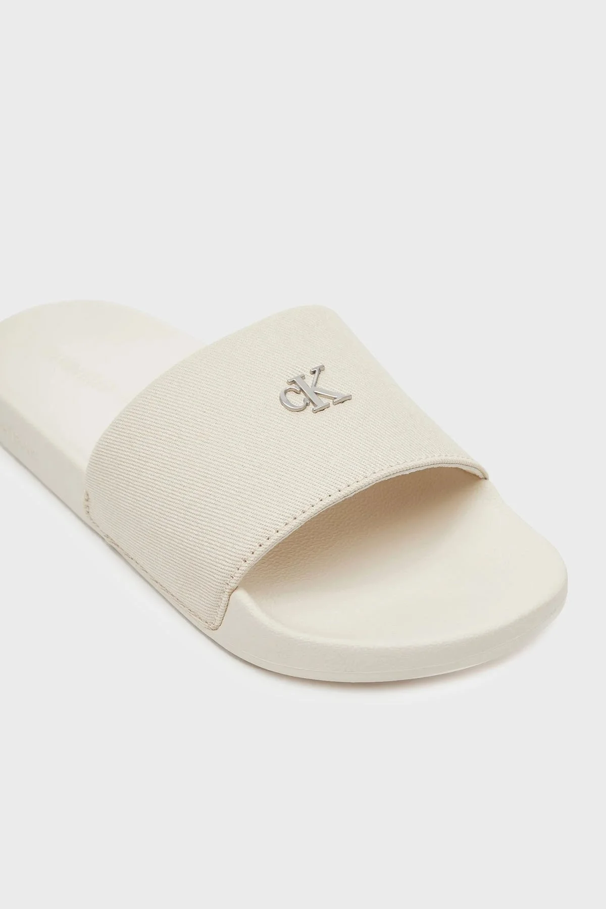Calvin Klein Logolu Pamuk Karışımlı YW0YW01713AEO Bayan Terlik YW0YW01713 AEO EKRU - 11