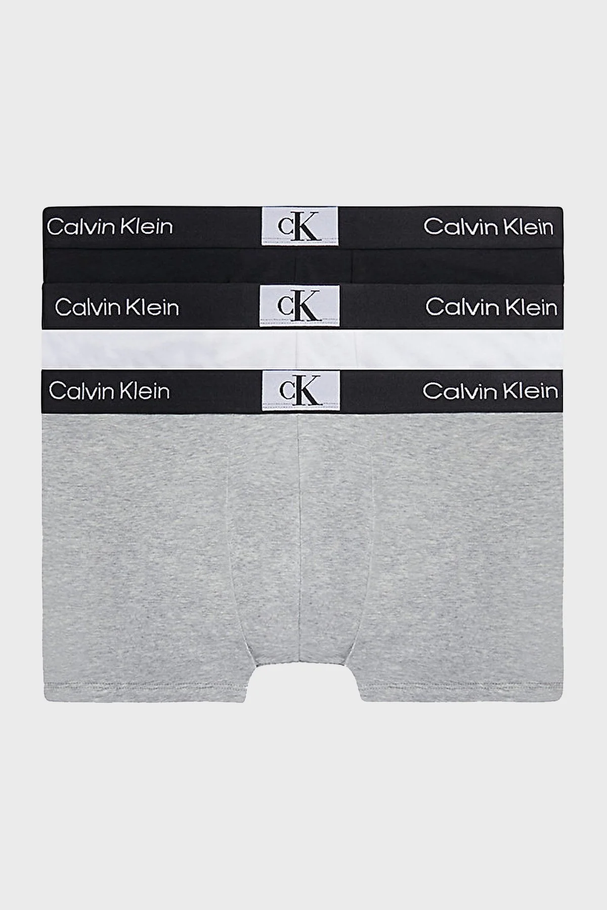 Calvin Klein Logolu Pamuklu 3 Pack 000NB3528A6H3 Erkek Boxer 000NB3528A 6H3 SİYAH-BEYAZ-GRİ - 6