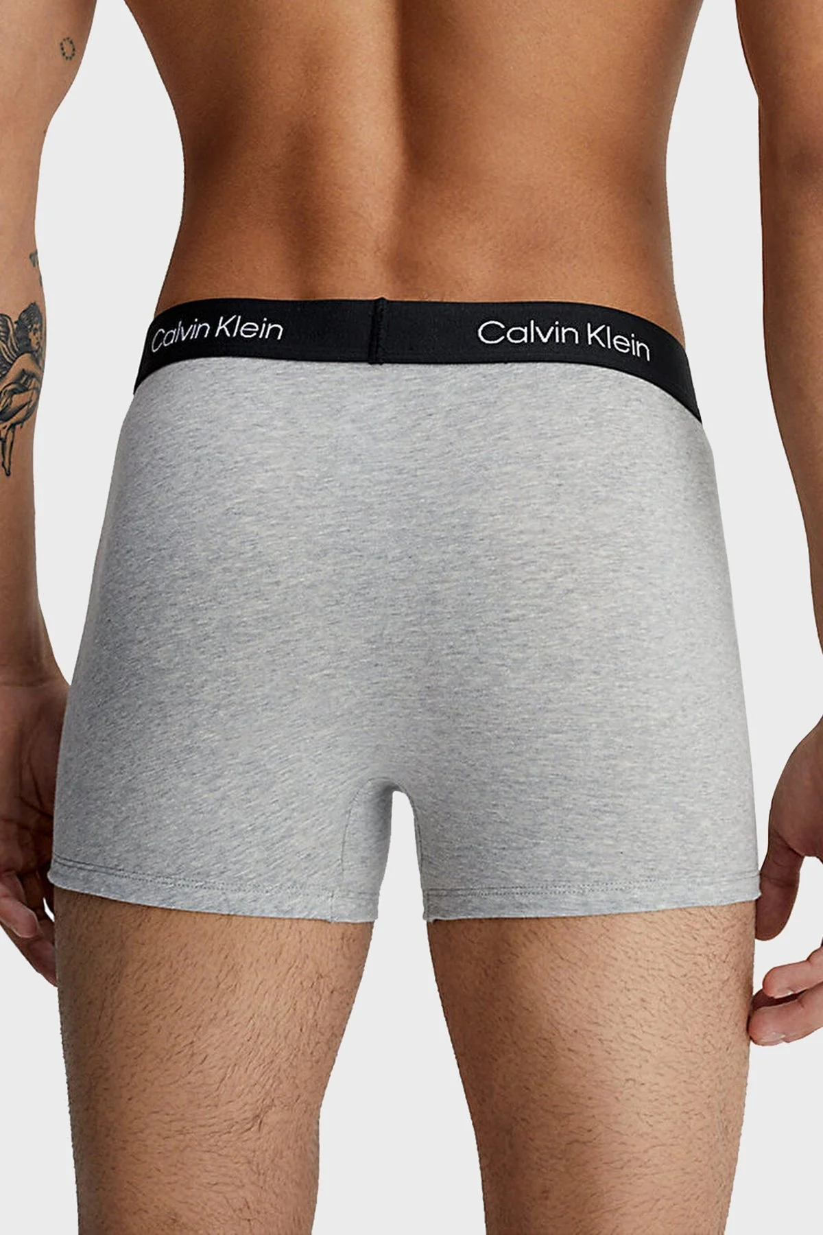 Calvin Klein Logolu Pamuklu 3 Pack 000NB3528A6H3 Erkek Boxer 000NB3528A 6H3 SİYAH-BEYAZ-GRİ - 8